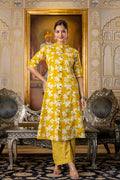 Cotton Floral Cotton A-line Coord set