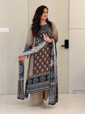 Rusha Beige Natural Crape Asymmetric HandEmbroidered Dupatta Set
