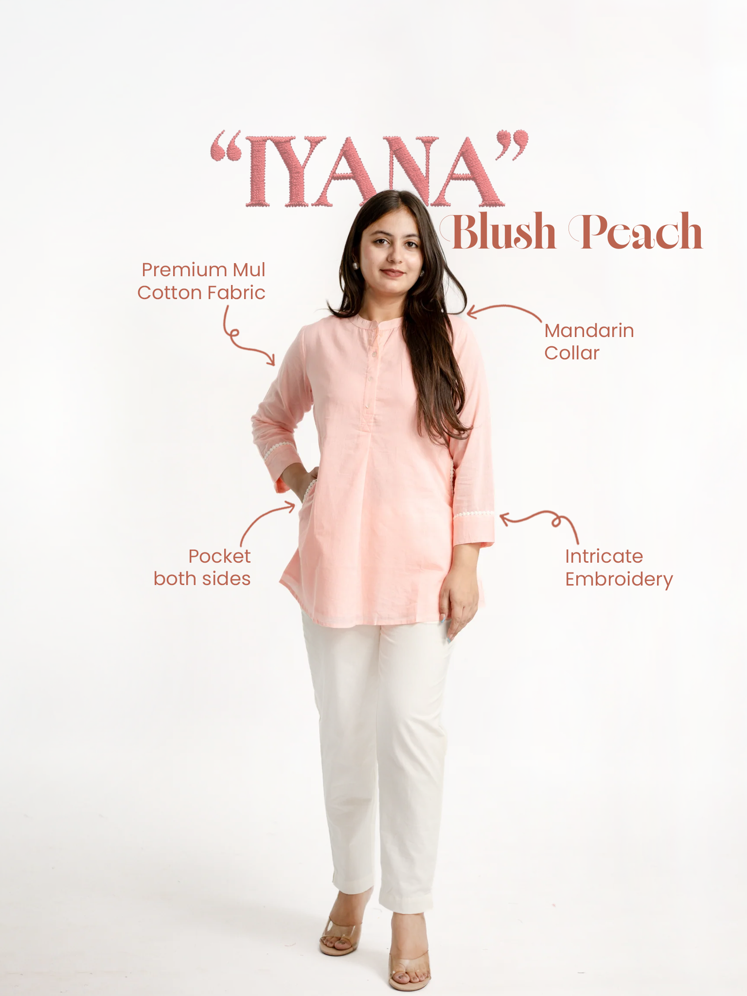 Iyana Blush Peach Mul Cotton Lace Detailed & Lining Short Top