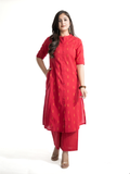 Minal Pink Handloom Cotton A-line Kurta Set