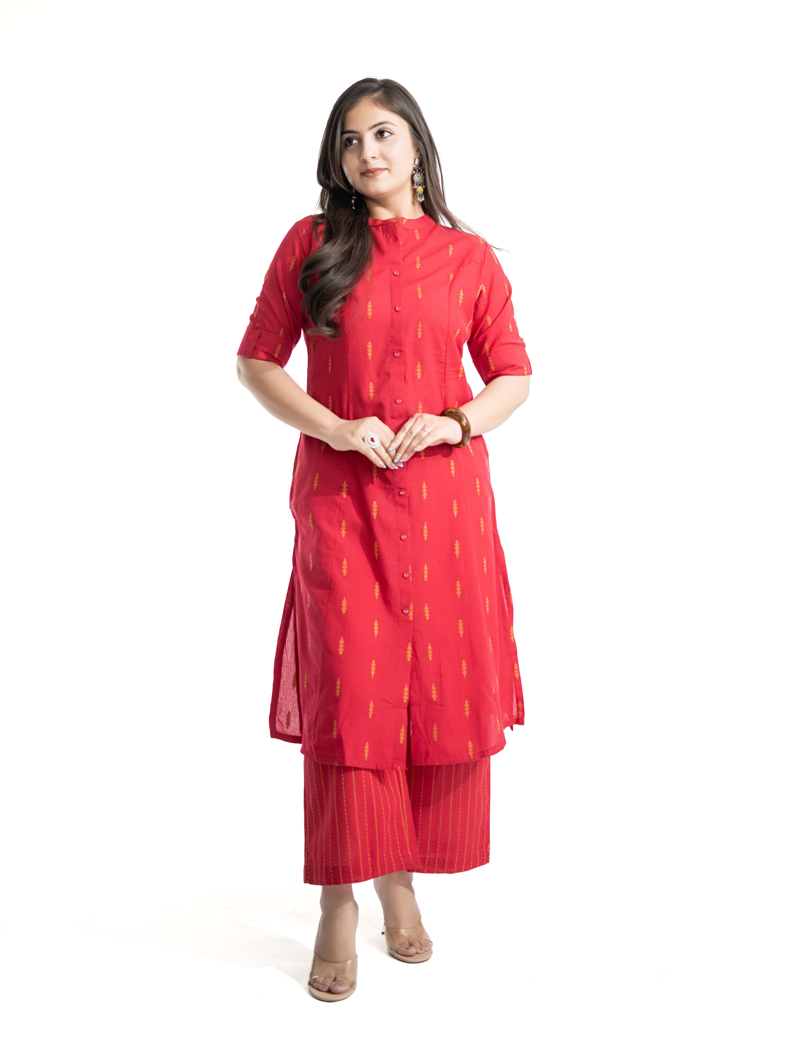 Minal Pink Handloom Cotton A-line Kurta Set