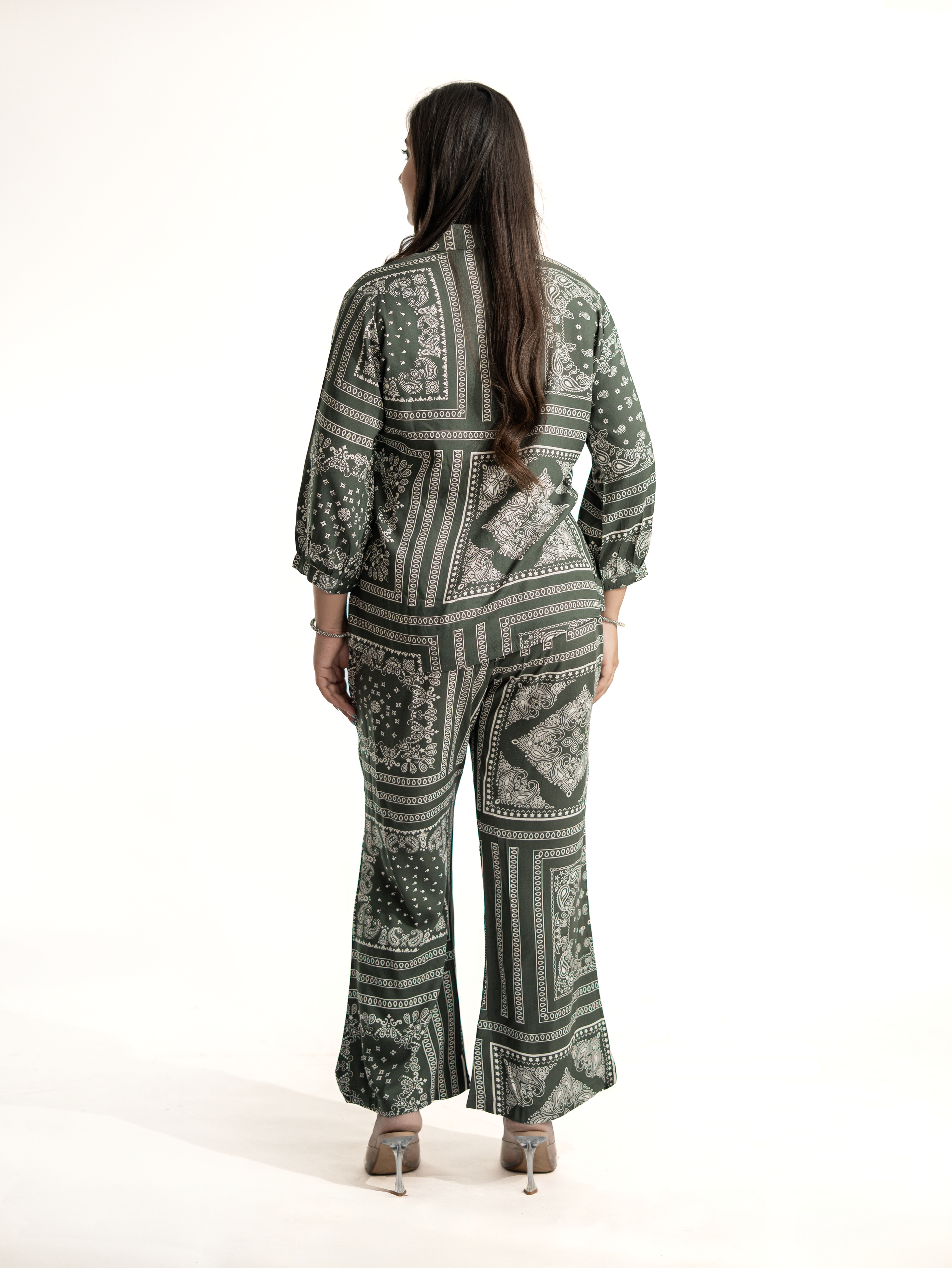 Jasmine Green Geometric Rayon Coord Set