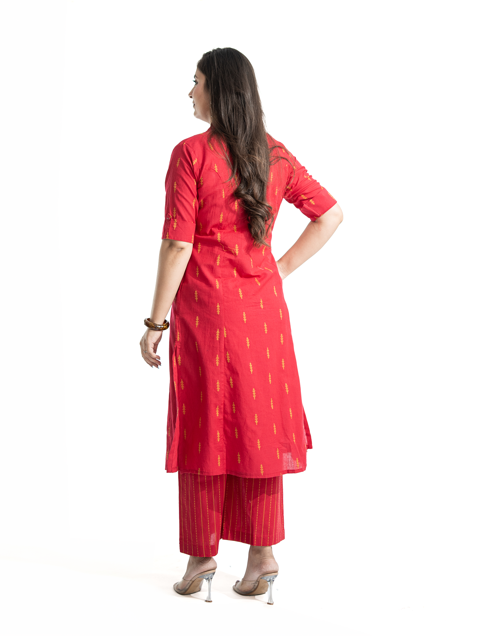 Minal Pink Handloom Cotton A-line Kurta Set