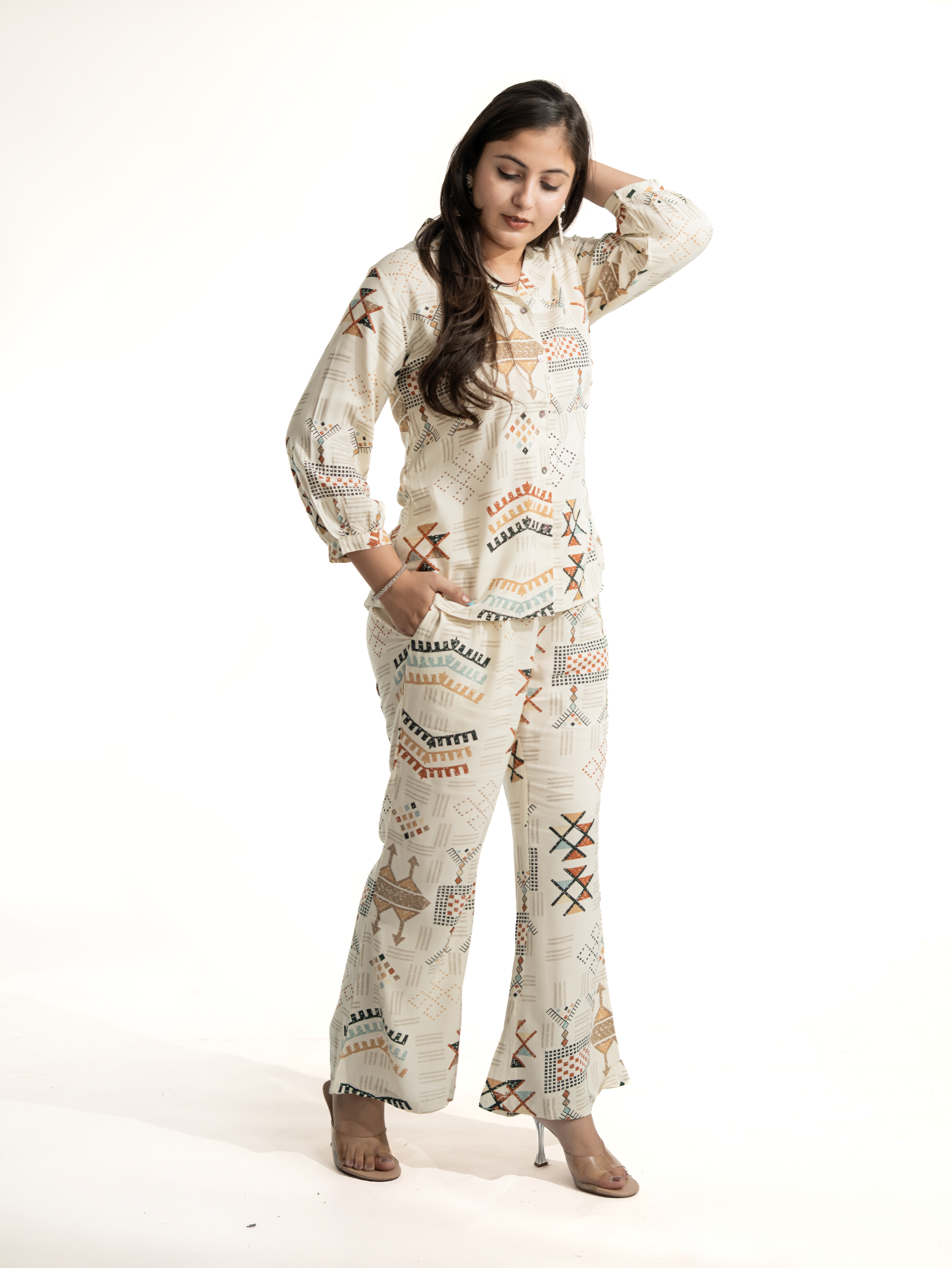 Jasmine Offwhite Multicolor Rayon Coord Set