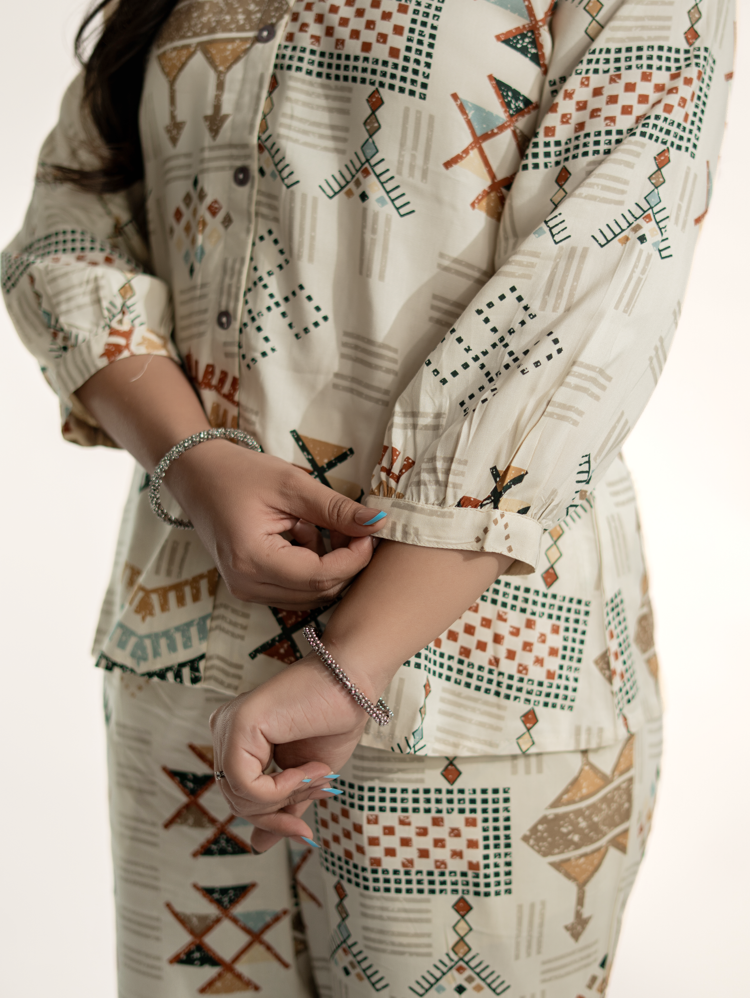 Jasmine Offwhite Multicolor Rayon Coord Set
