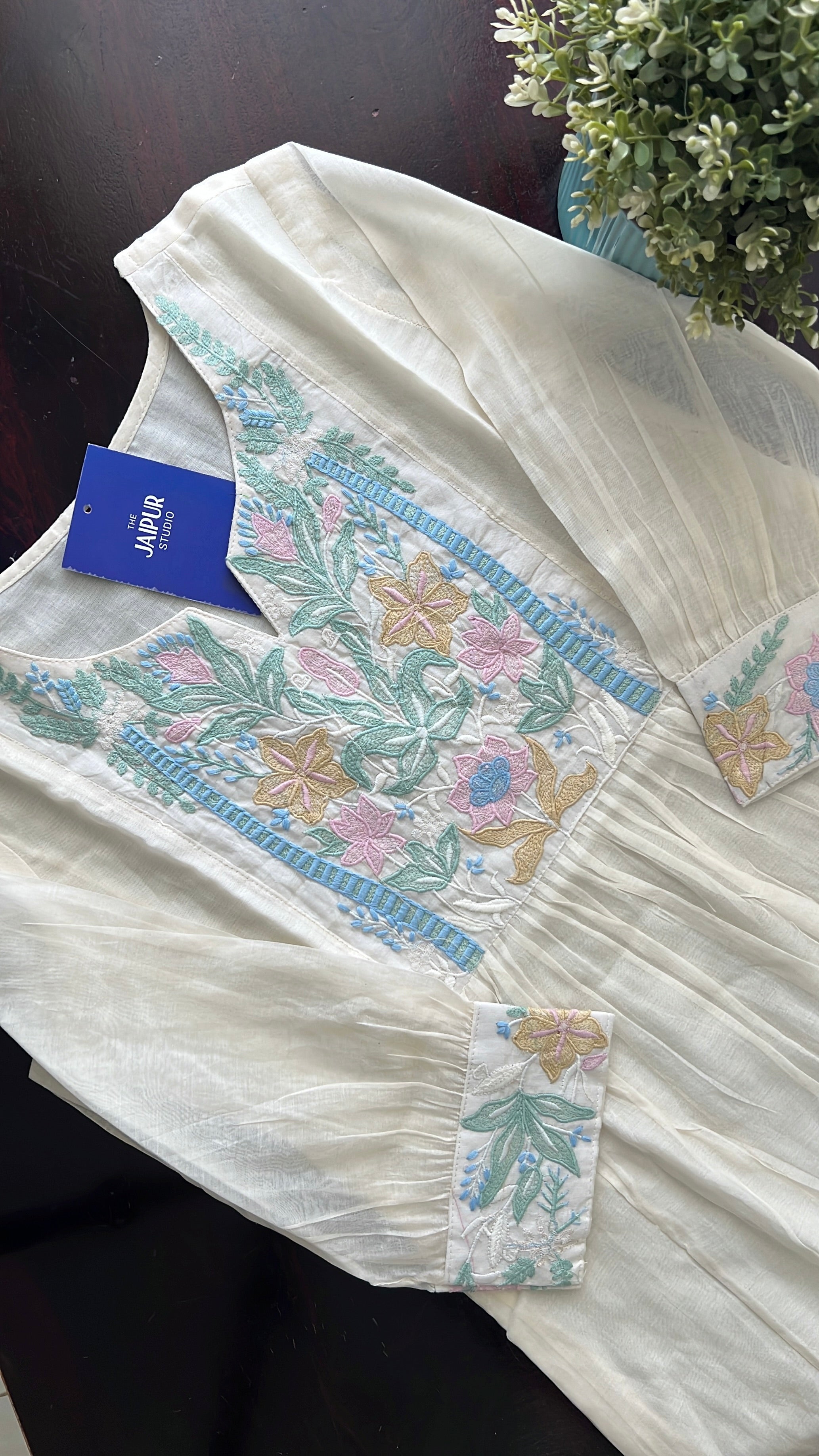Zainab Chanderi Embroidered A-line pant Set