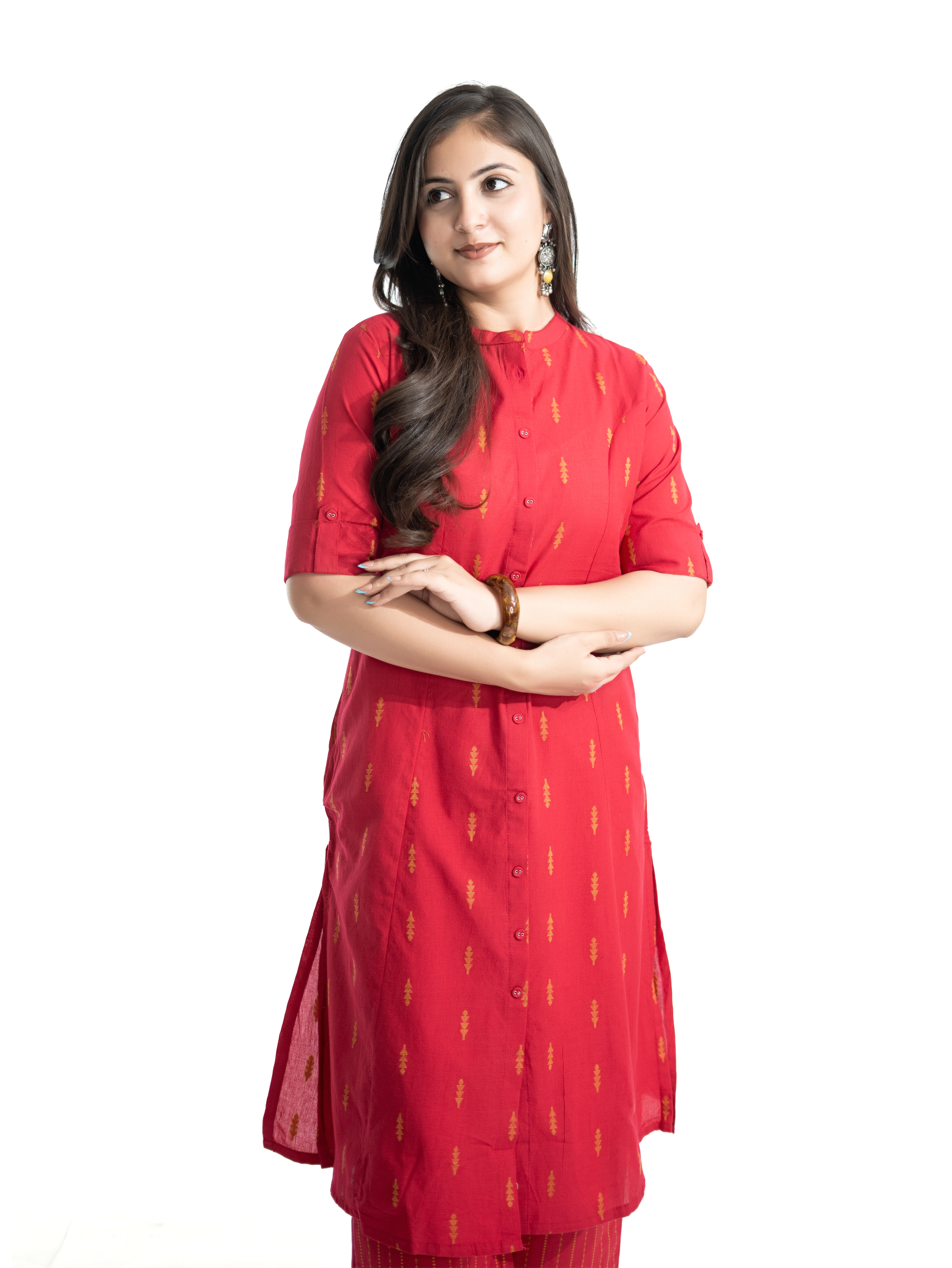 Minal Pink Handloom Cotton A-line Kurta Set