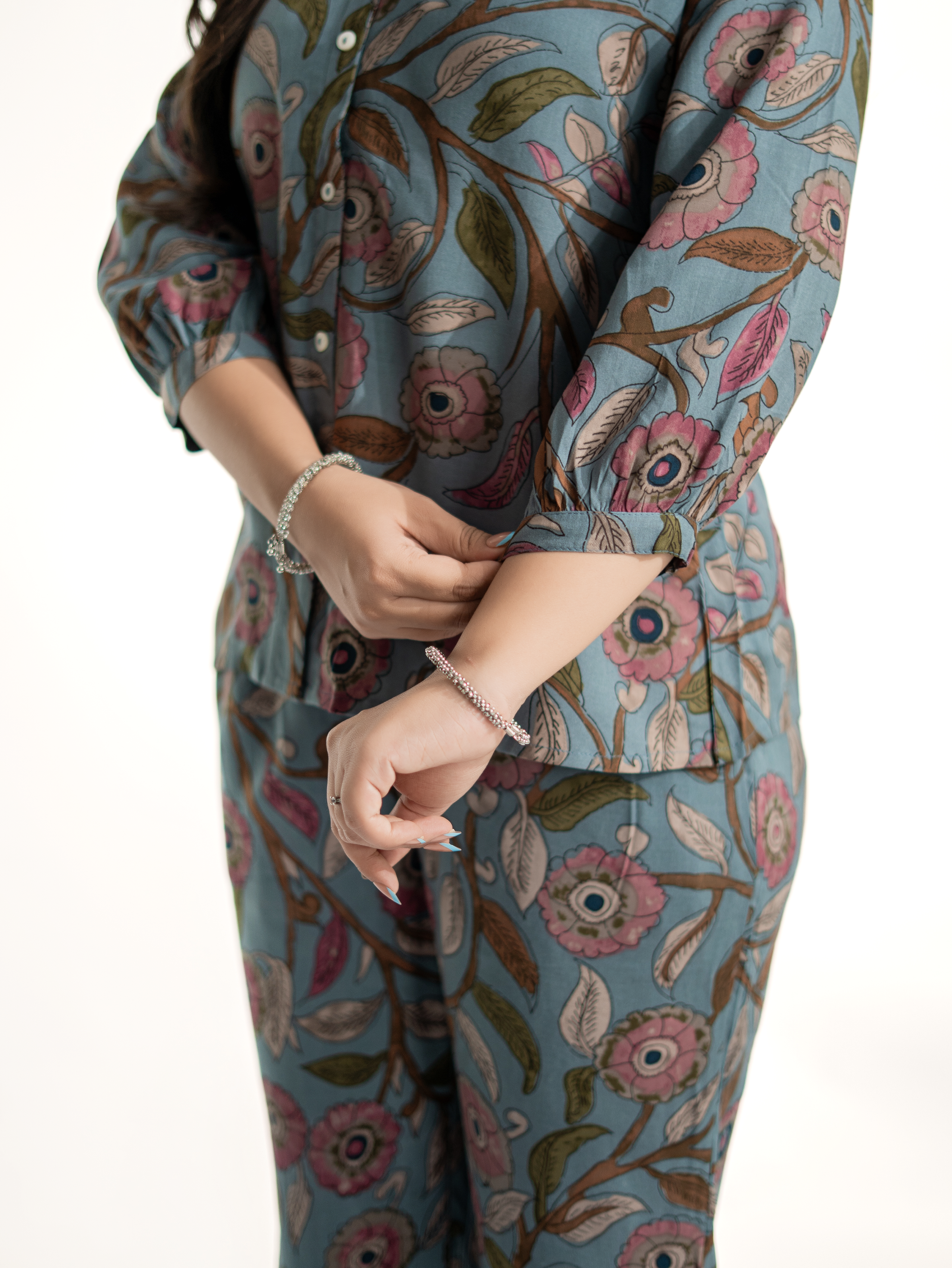 Jasmine Grey Floral Rayon Coord Set