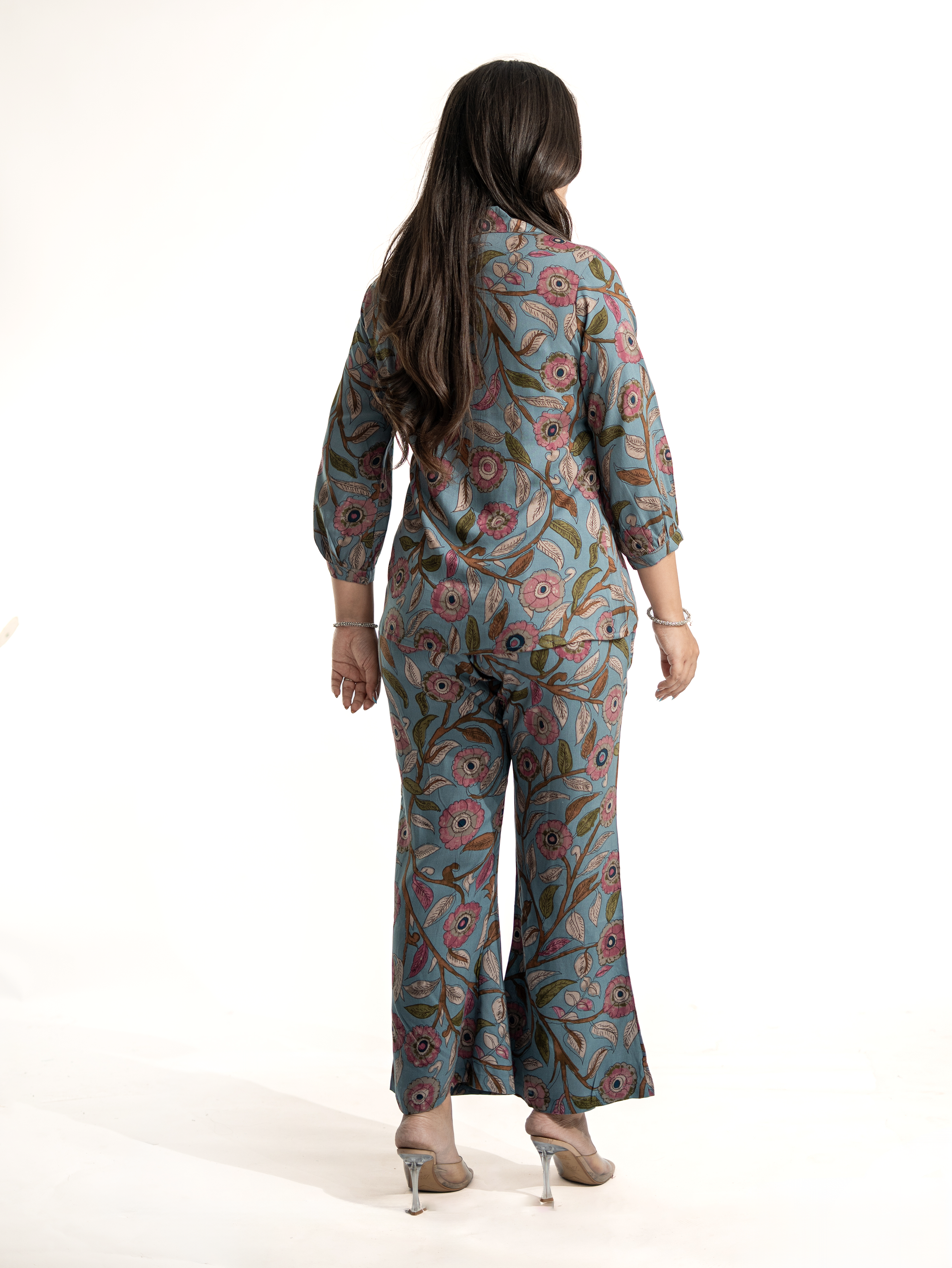 Jasmine Grey Floral Rayon Coord Set
