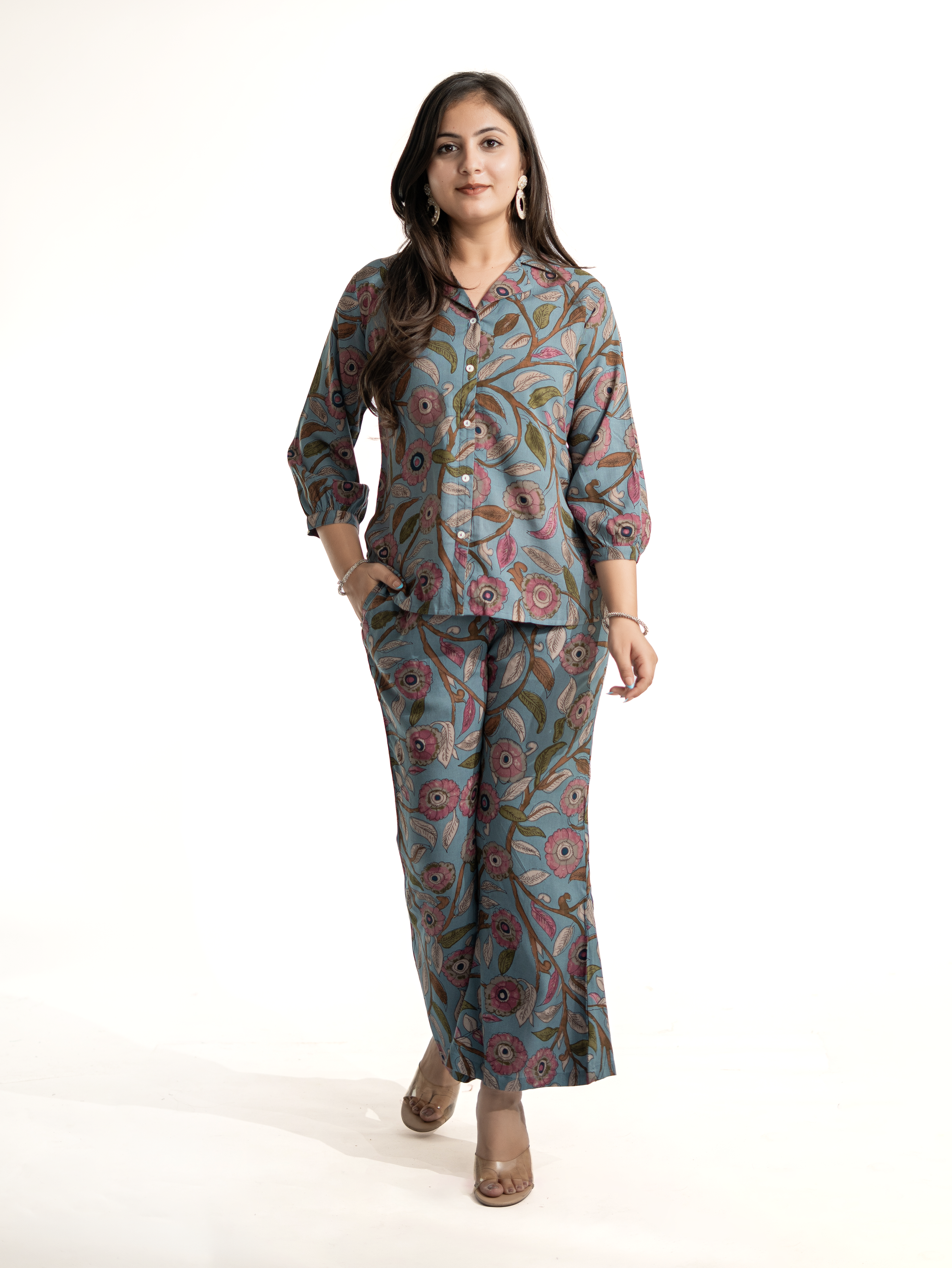 Jasmine Grey Floral Rayon Coord Set