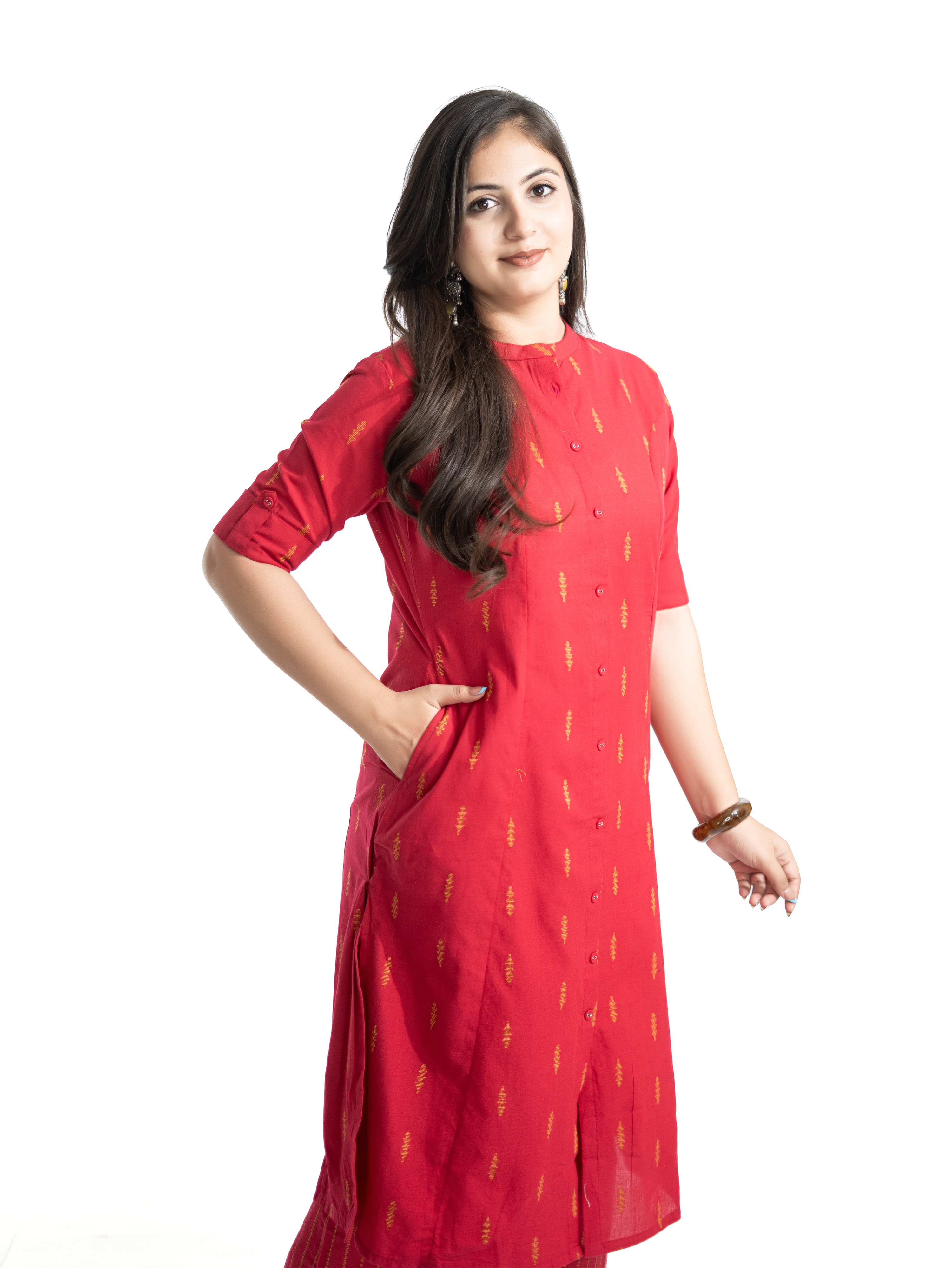 Minal Pink Handloom Cotton A-line Kurta Set