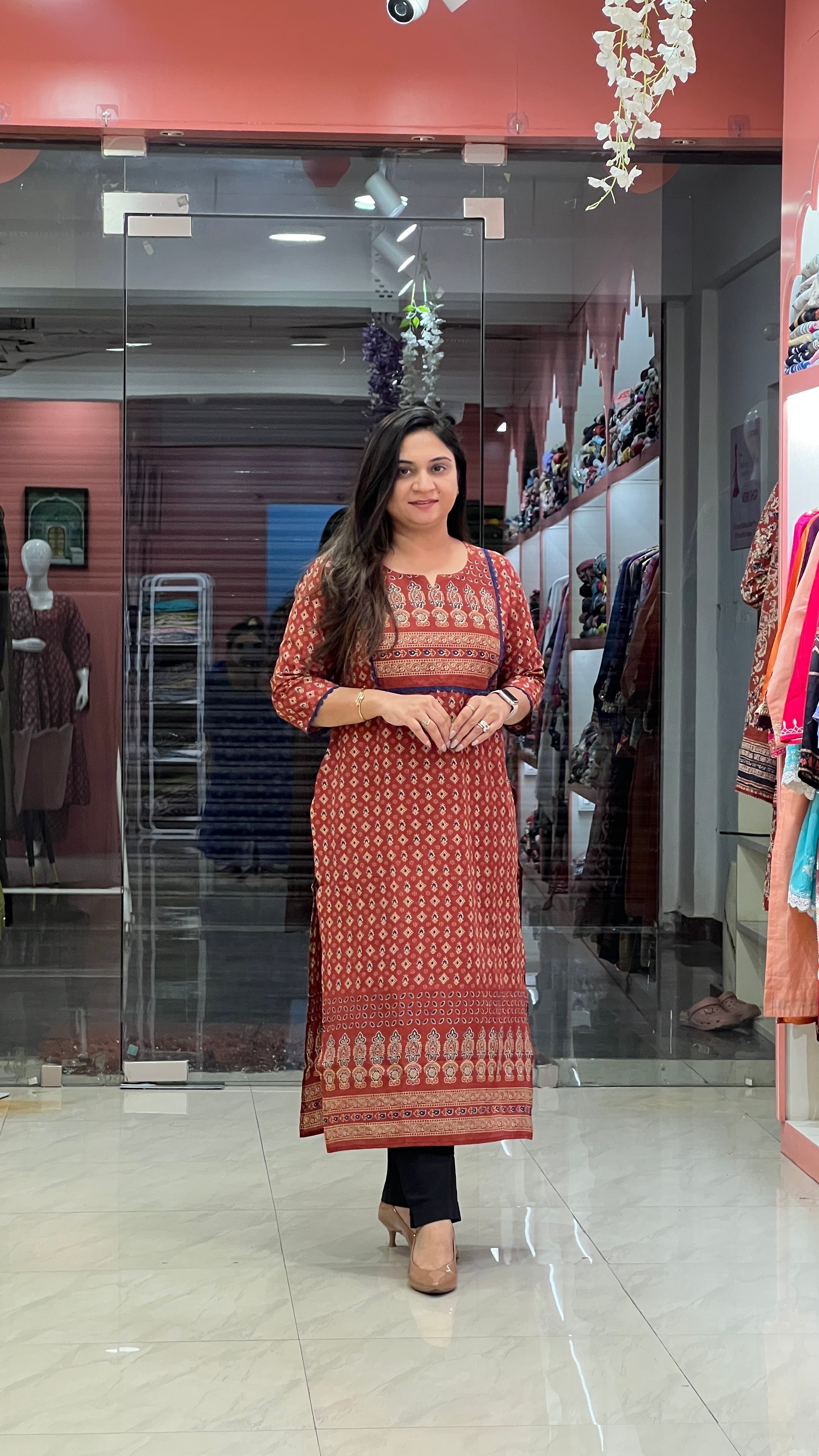 Cotton Ajrakh Casual Straight Kurta