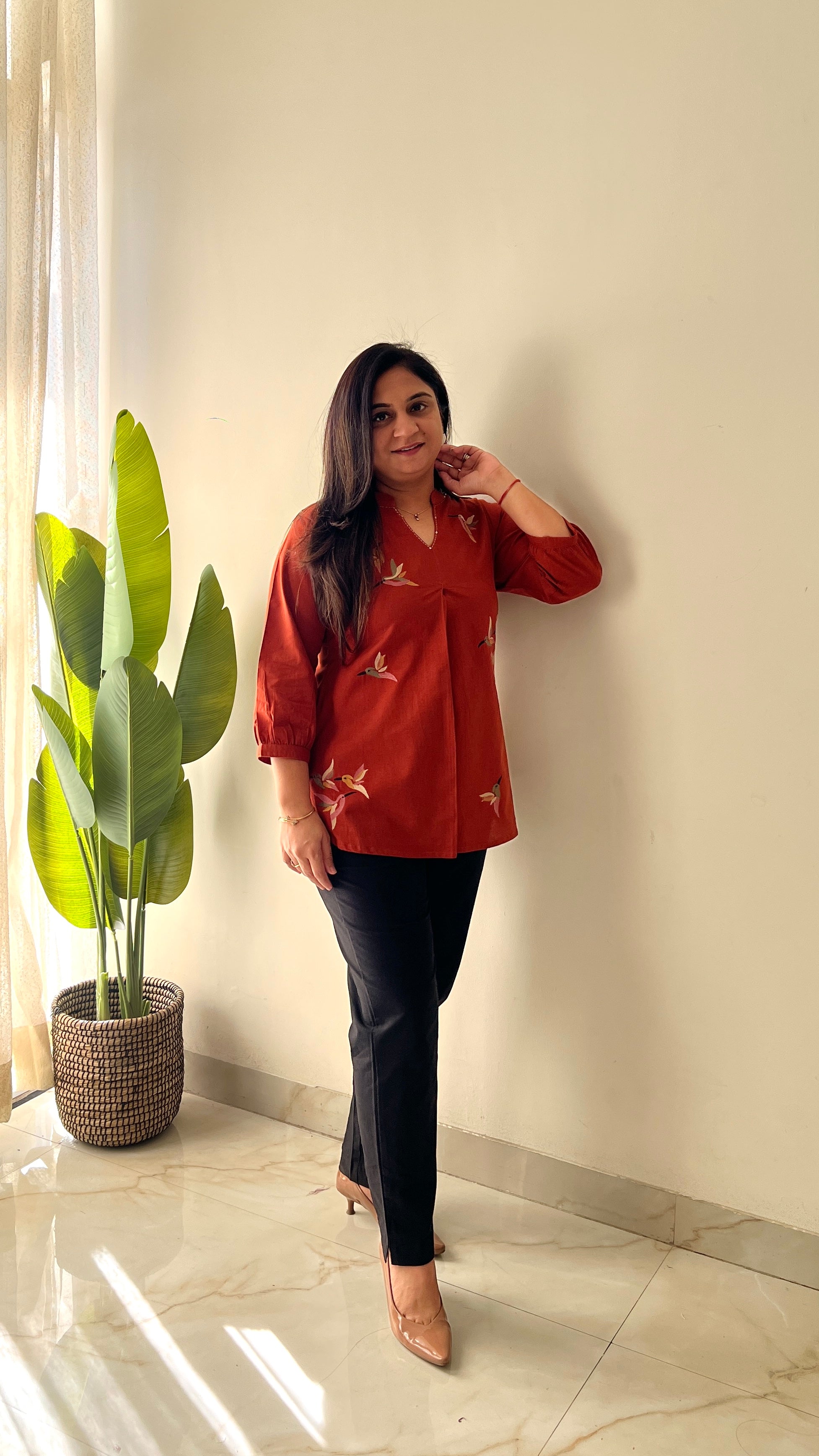 Kashi Cotton Embroidered Short Top