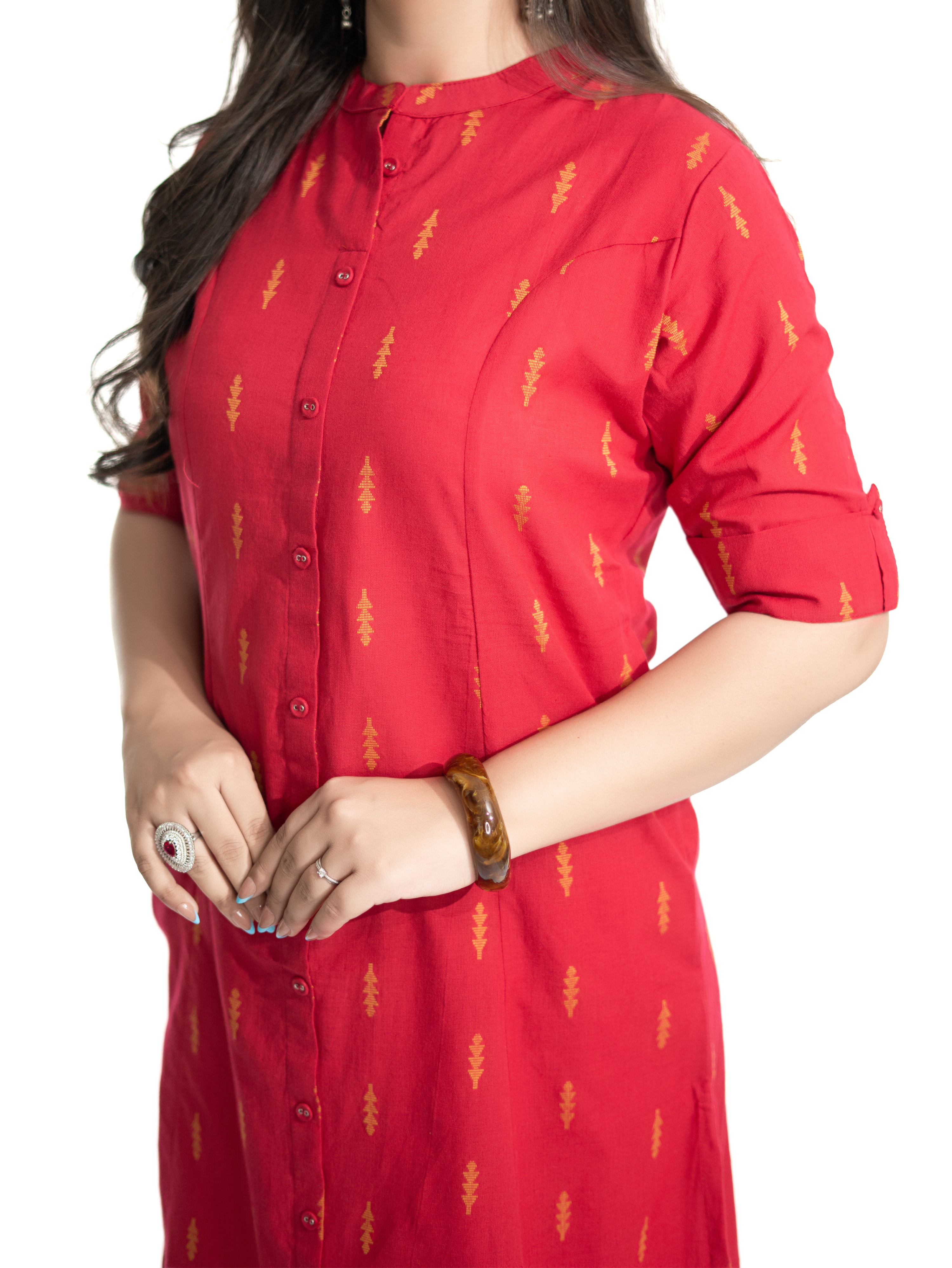 Minal Pink Handloom Cotton A-line Kurta Set