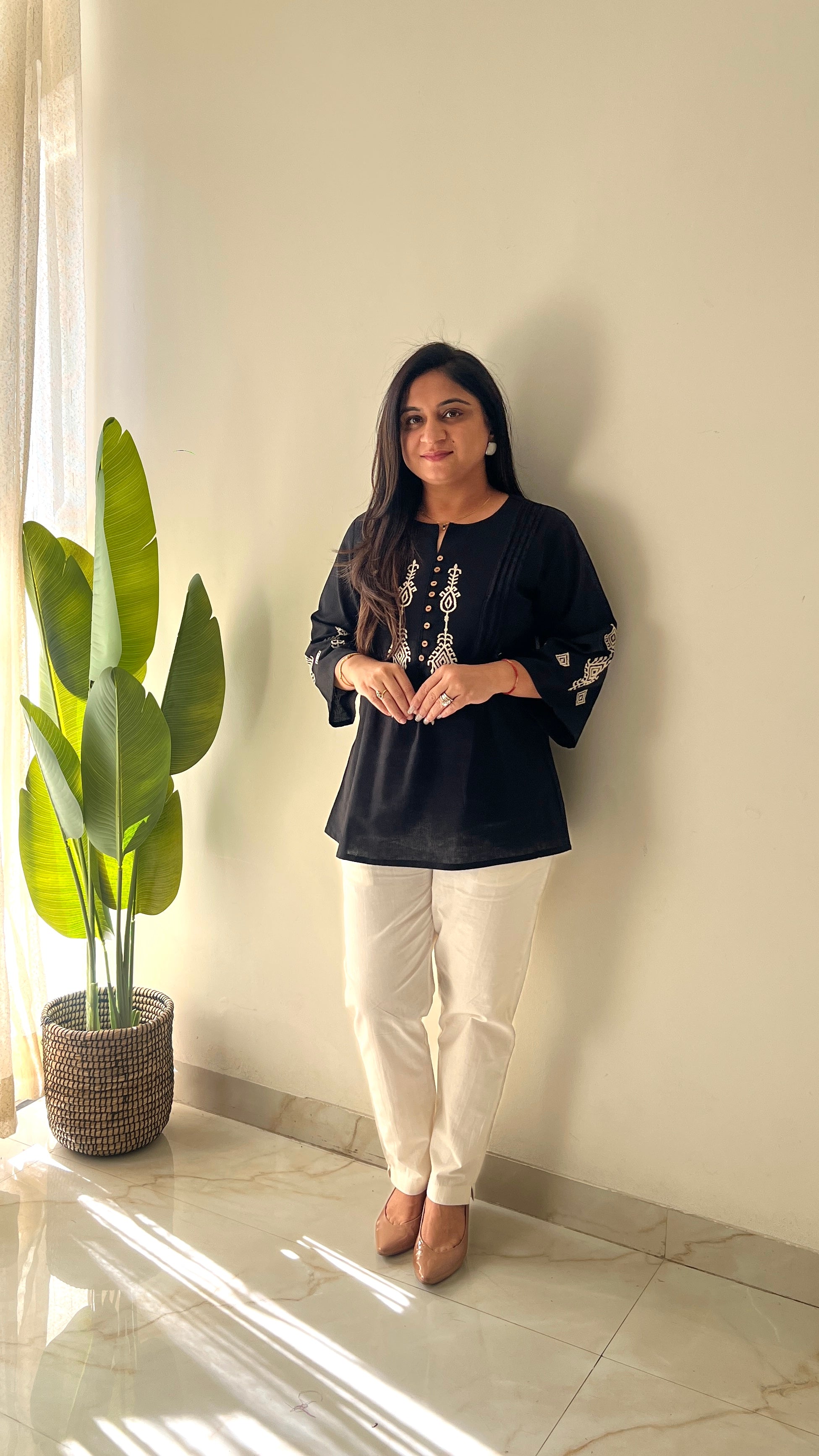 Hema Cotton Embroidered Short Top