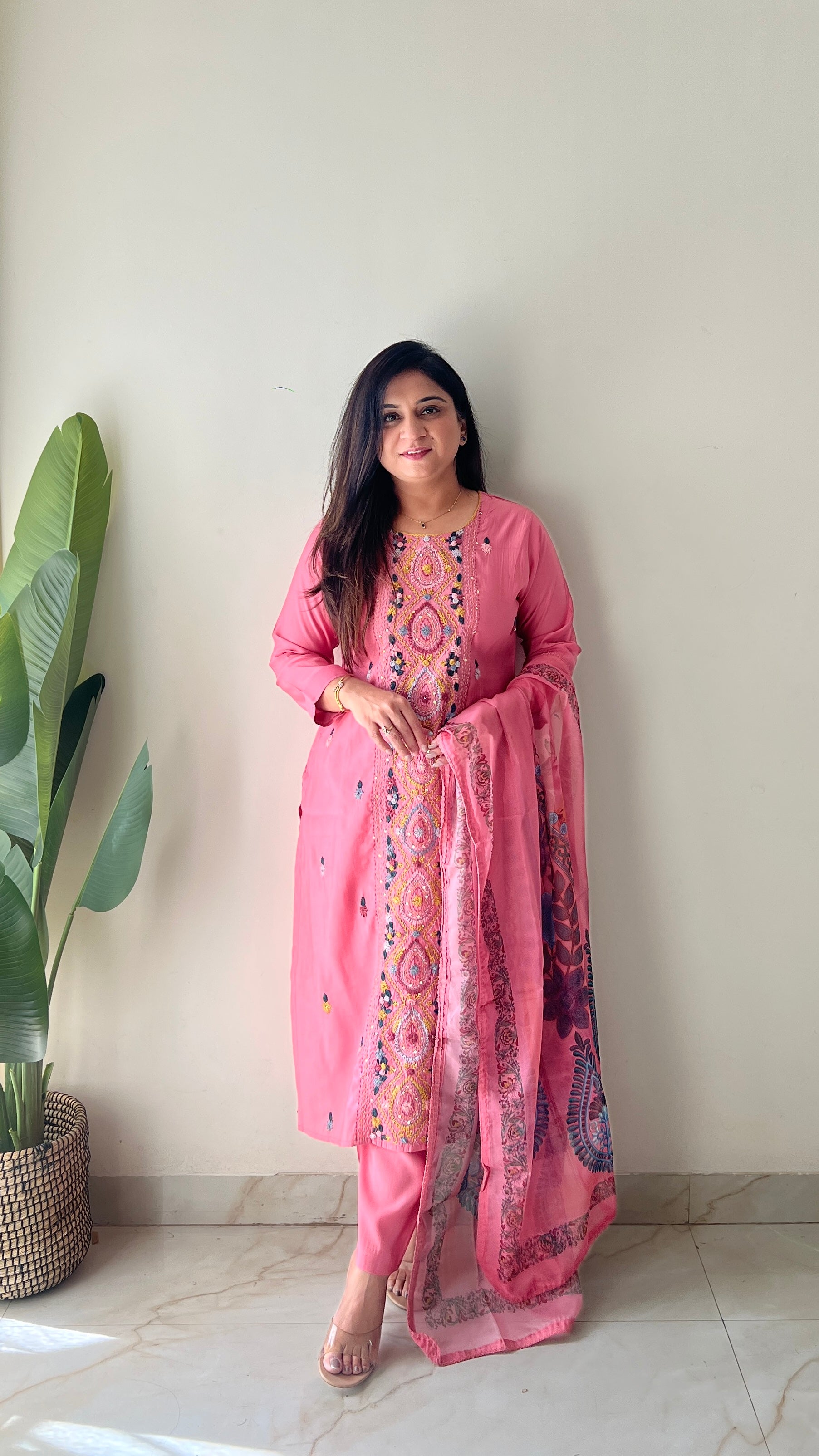 Rubina Modal Silk HandEmbroidered Dupatta Set