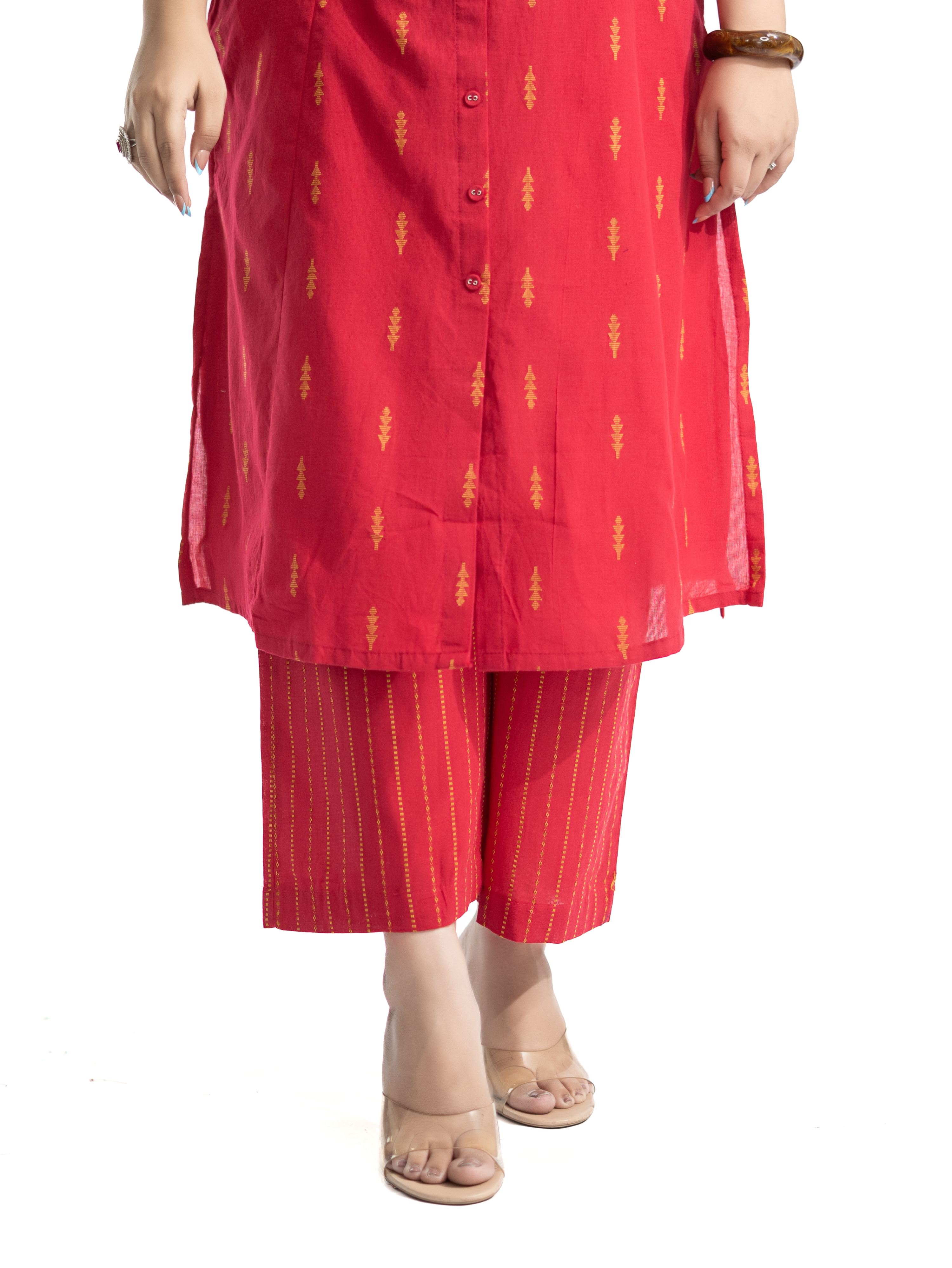 Minal Pink Handloom Cotton A-line Kurta Set