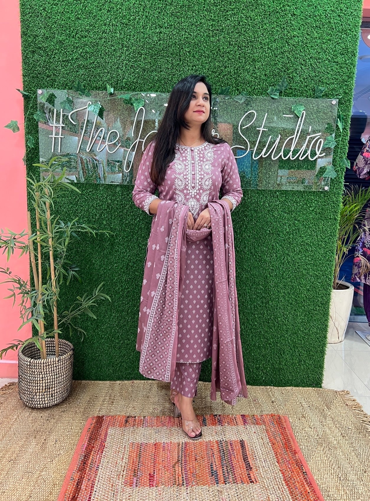 Meher Cotton Embroidered Pant set - The Jaipur Studio