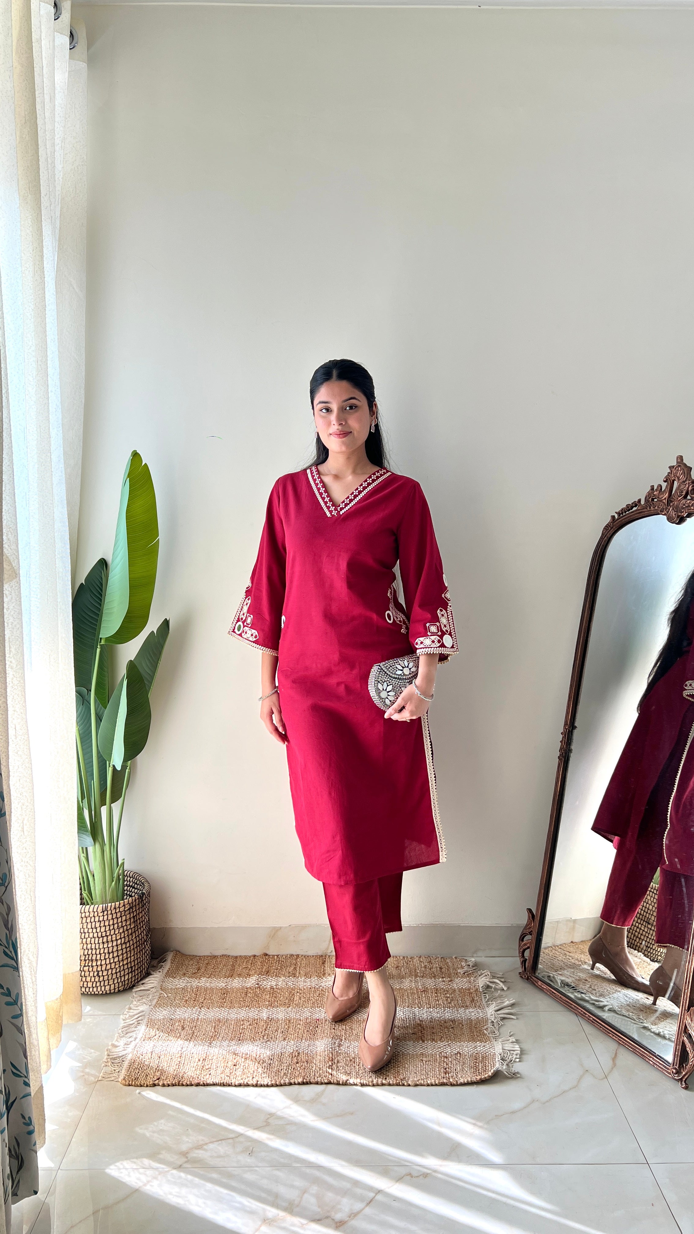 Jalsa Kutch Embroidered Straight Pant Set