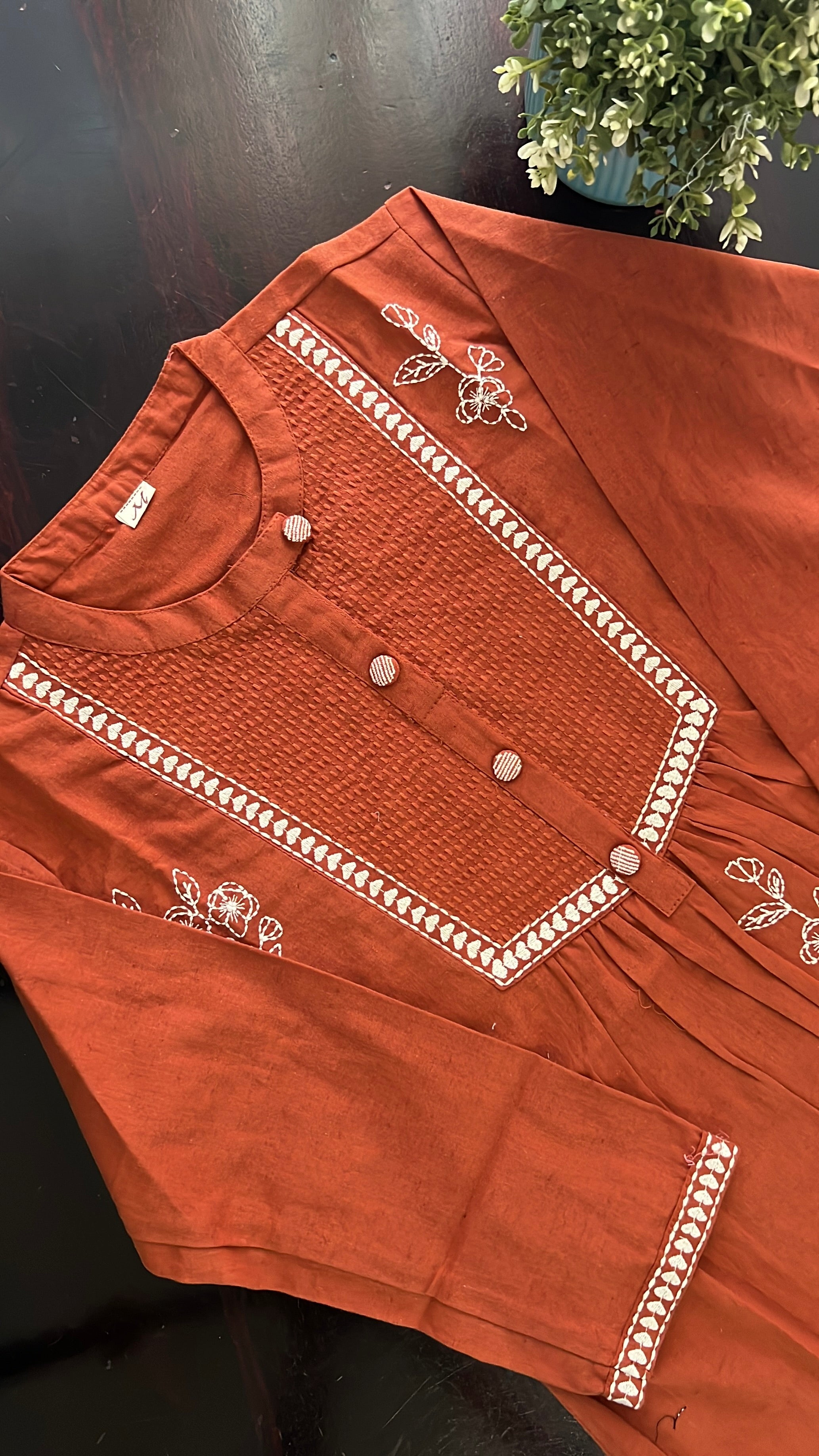 Tarini A-line cotton Embroidered Short Top