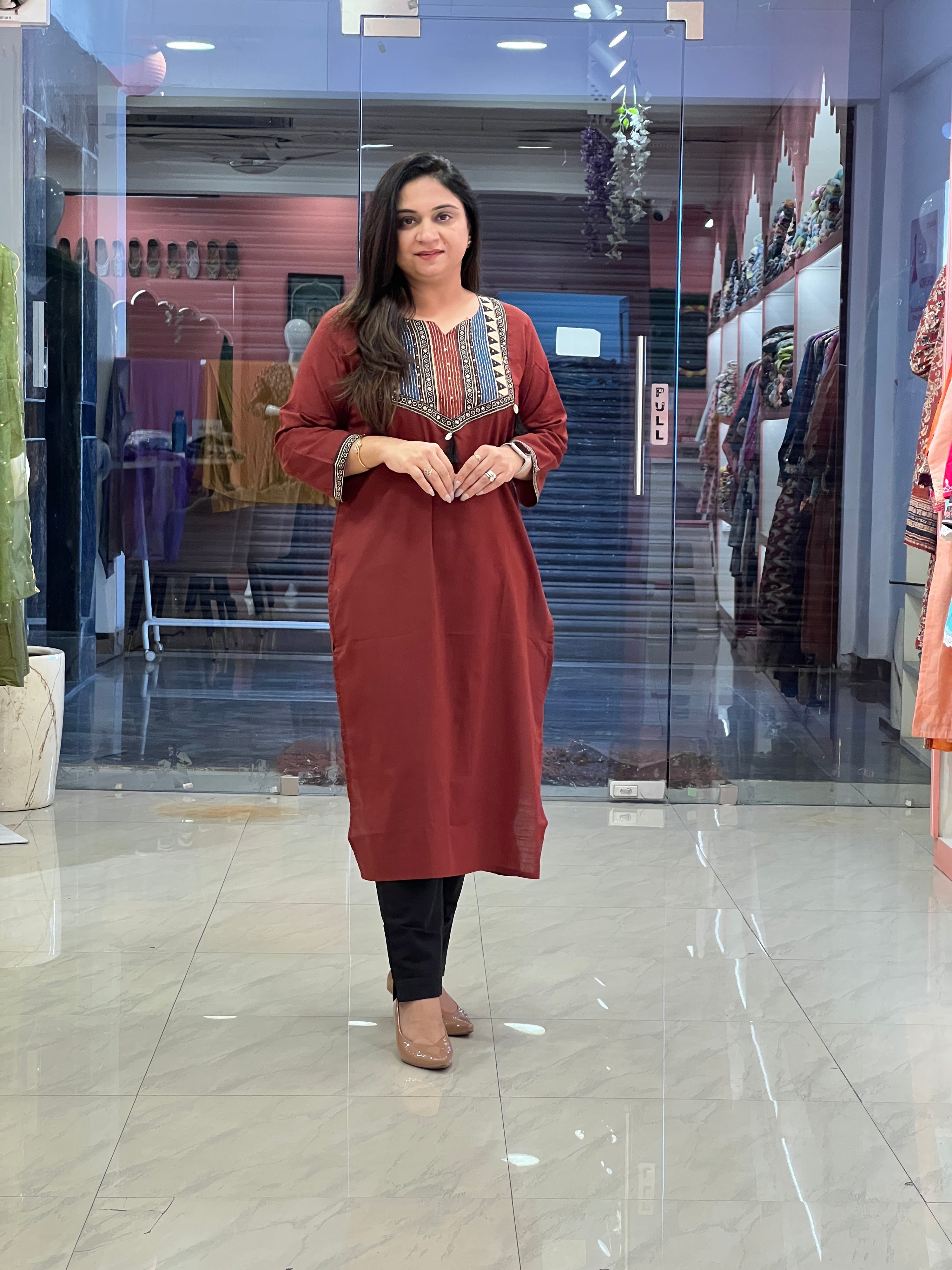 Cotton Solid Casual Straight Kurta