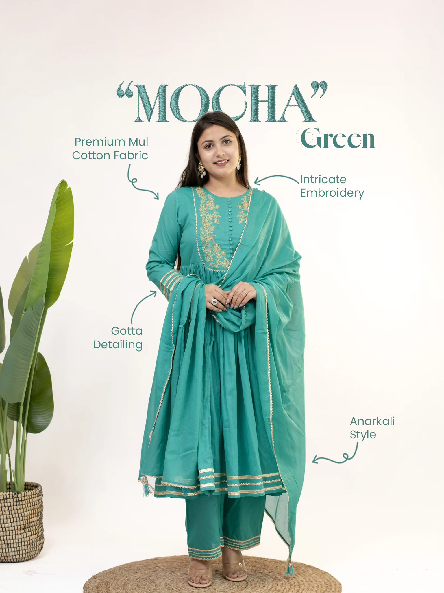 Kota Doria Handblock Dupatta Set