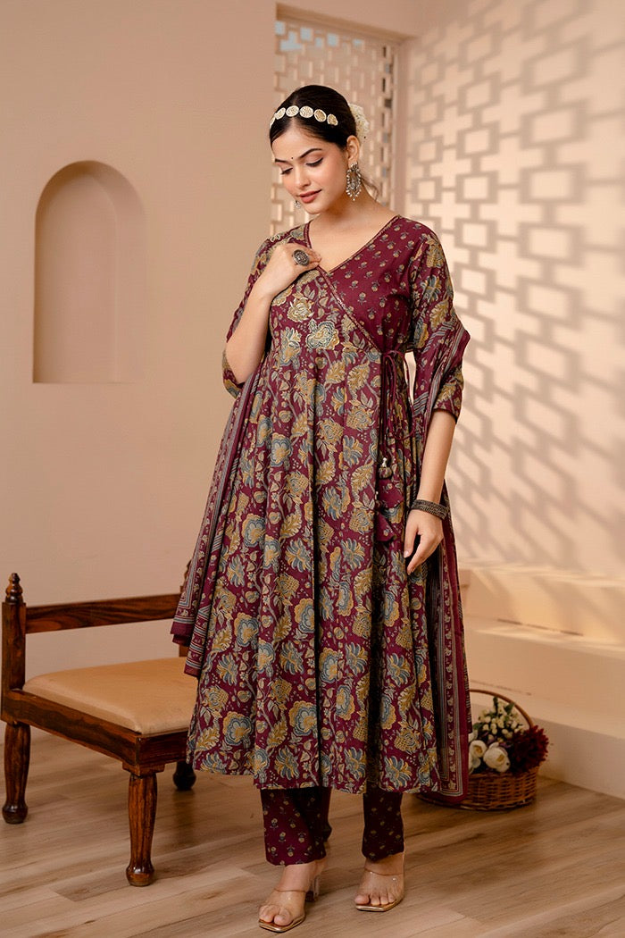 Angrakha Ajrakh Print Anarkali Pant Set