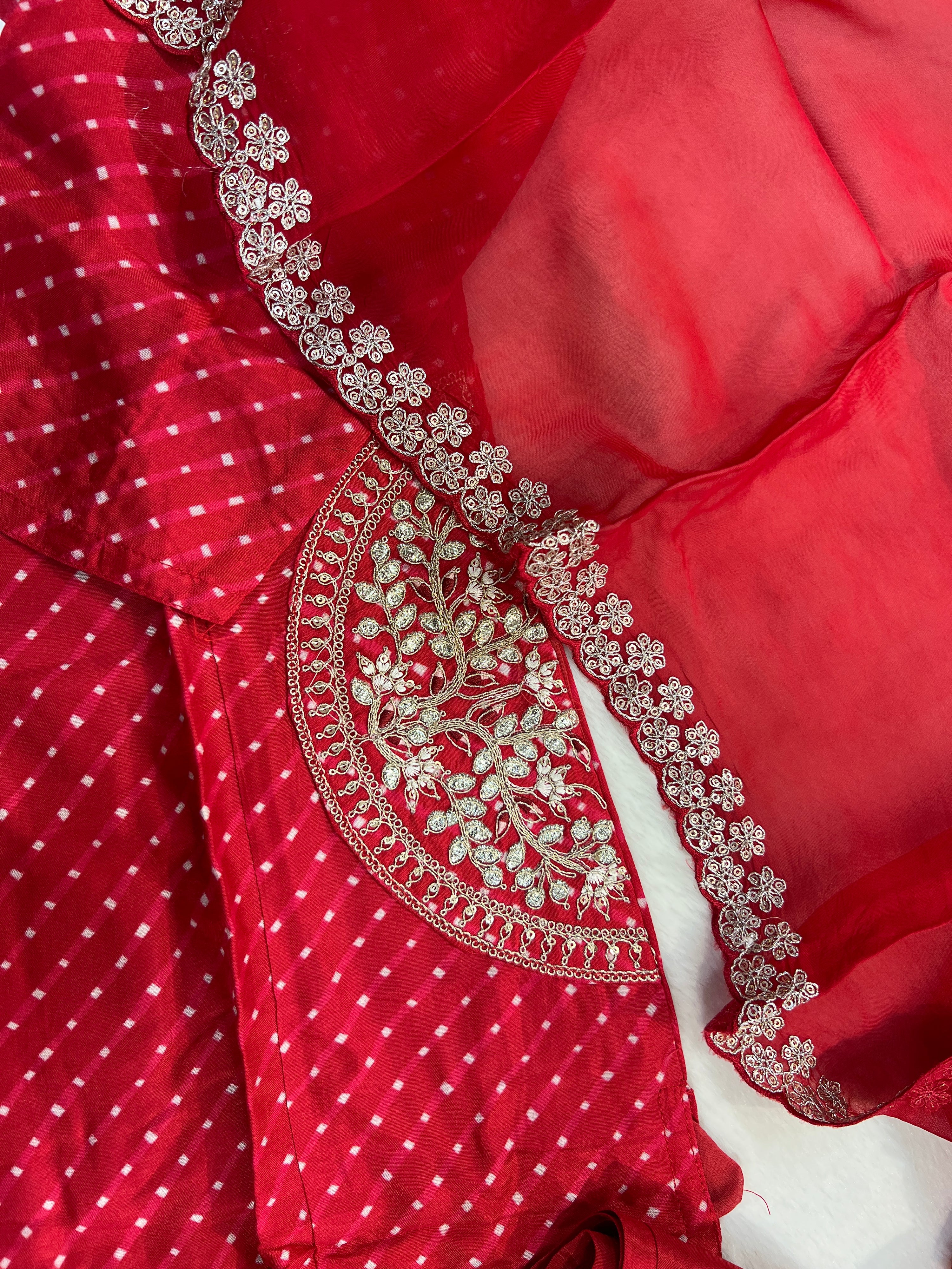 Zyra Bandhani Silk Embroidered Pant Set