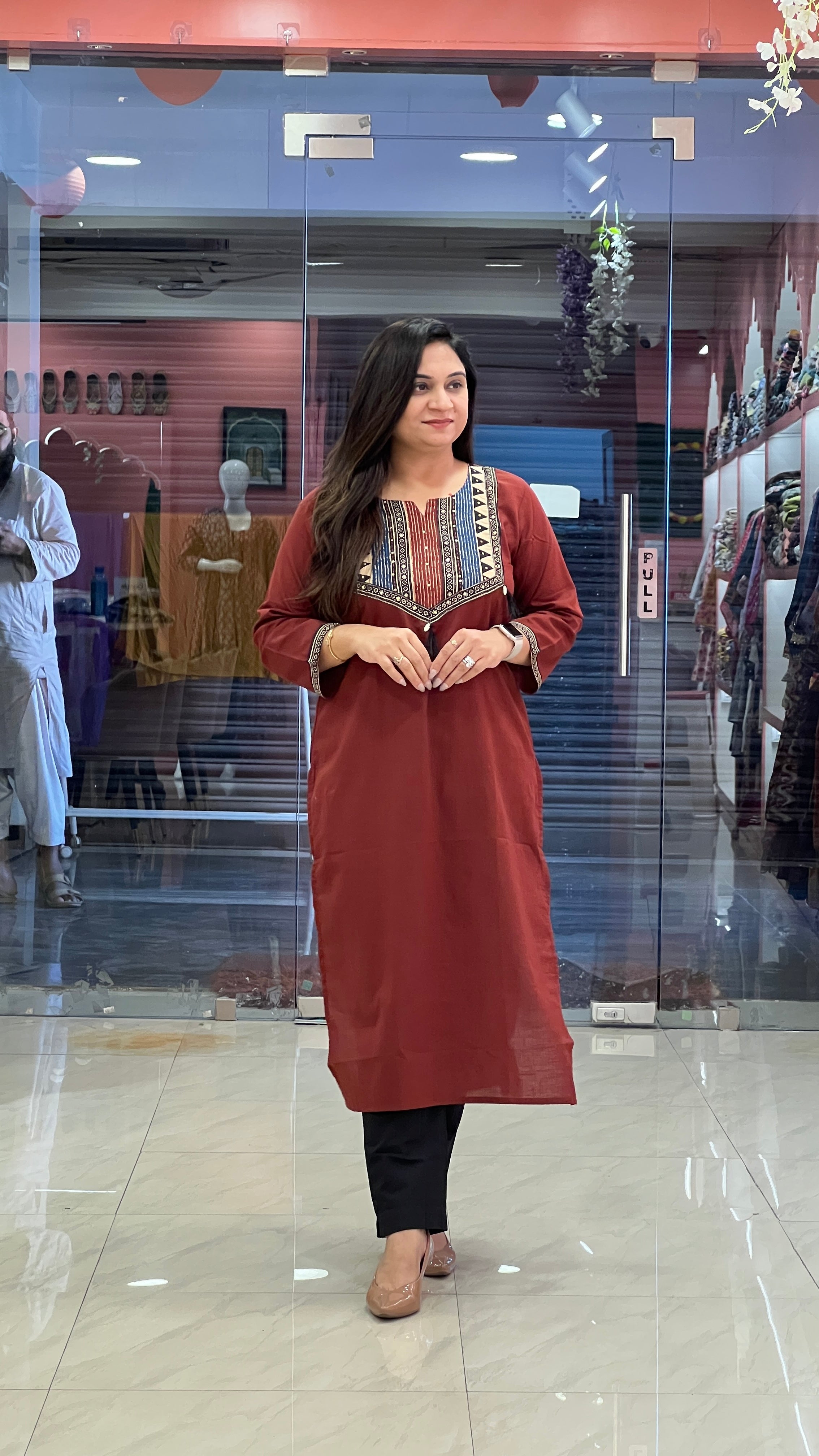 Cotton Solid Casual Straight Kurta