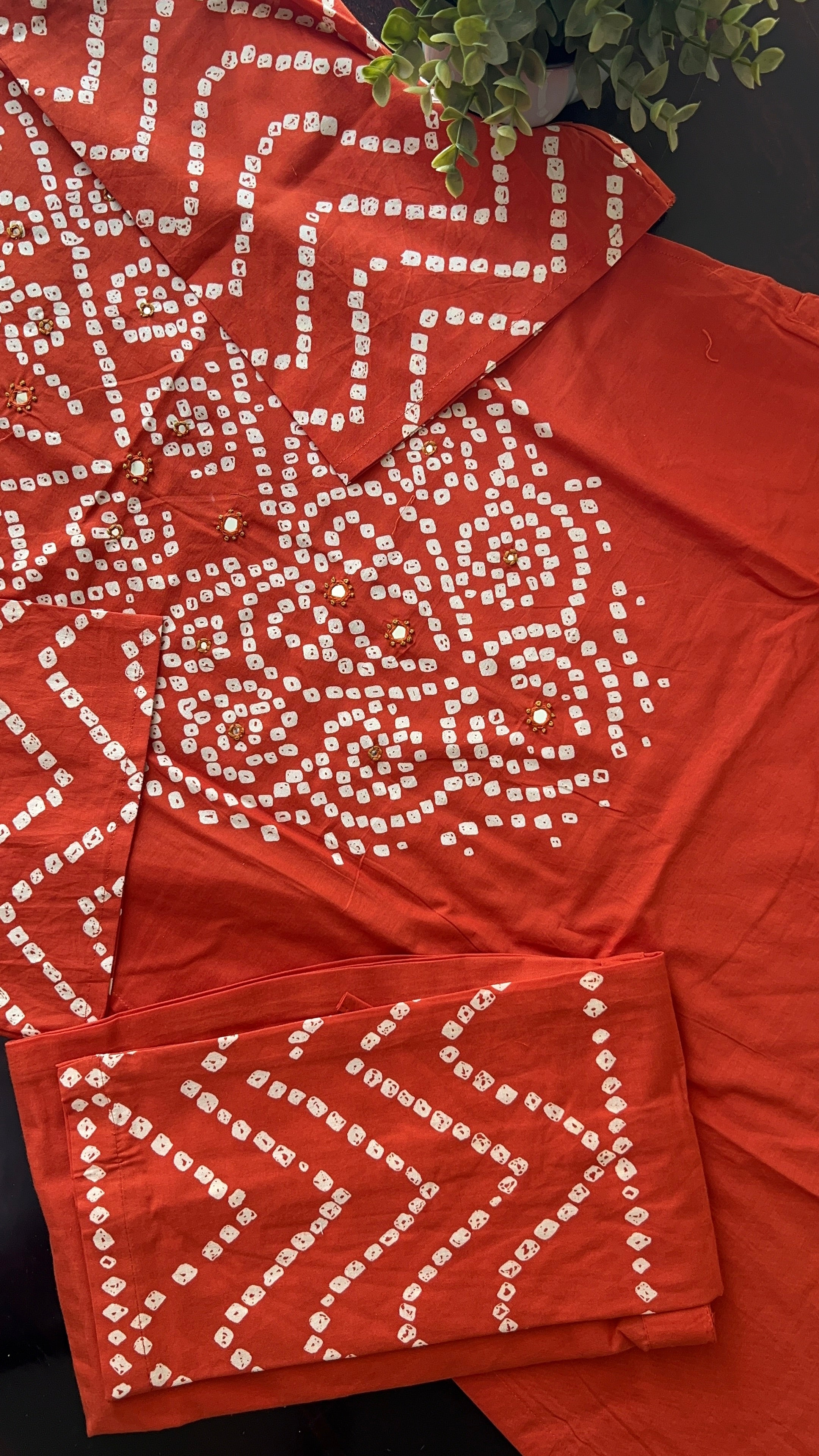 Sanchi Cotton Bandhani Straight Pant Set