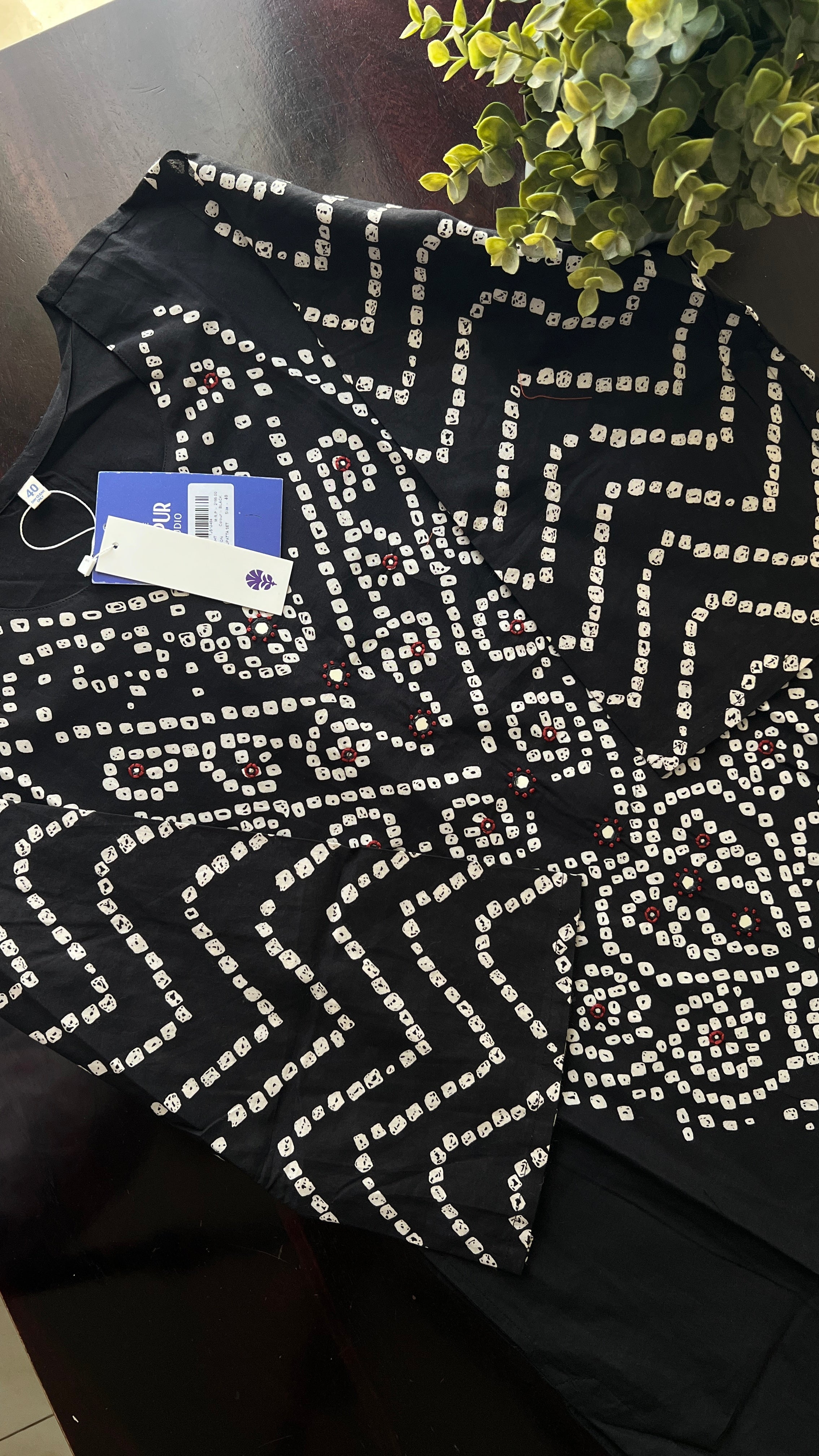 Sanchi Cotton Bandhani Straight Pant Set