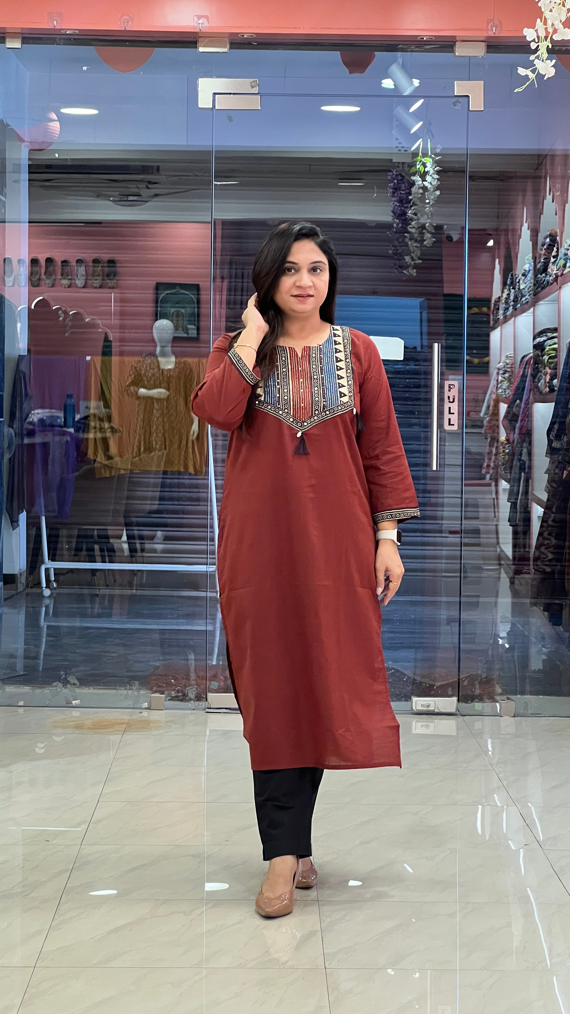 Cotton Solid Casual Straight Kurta
