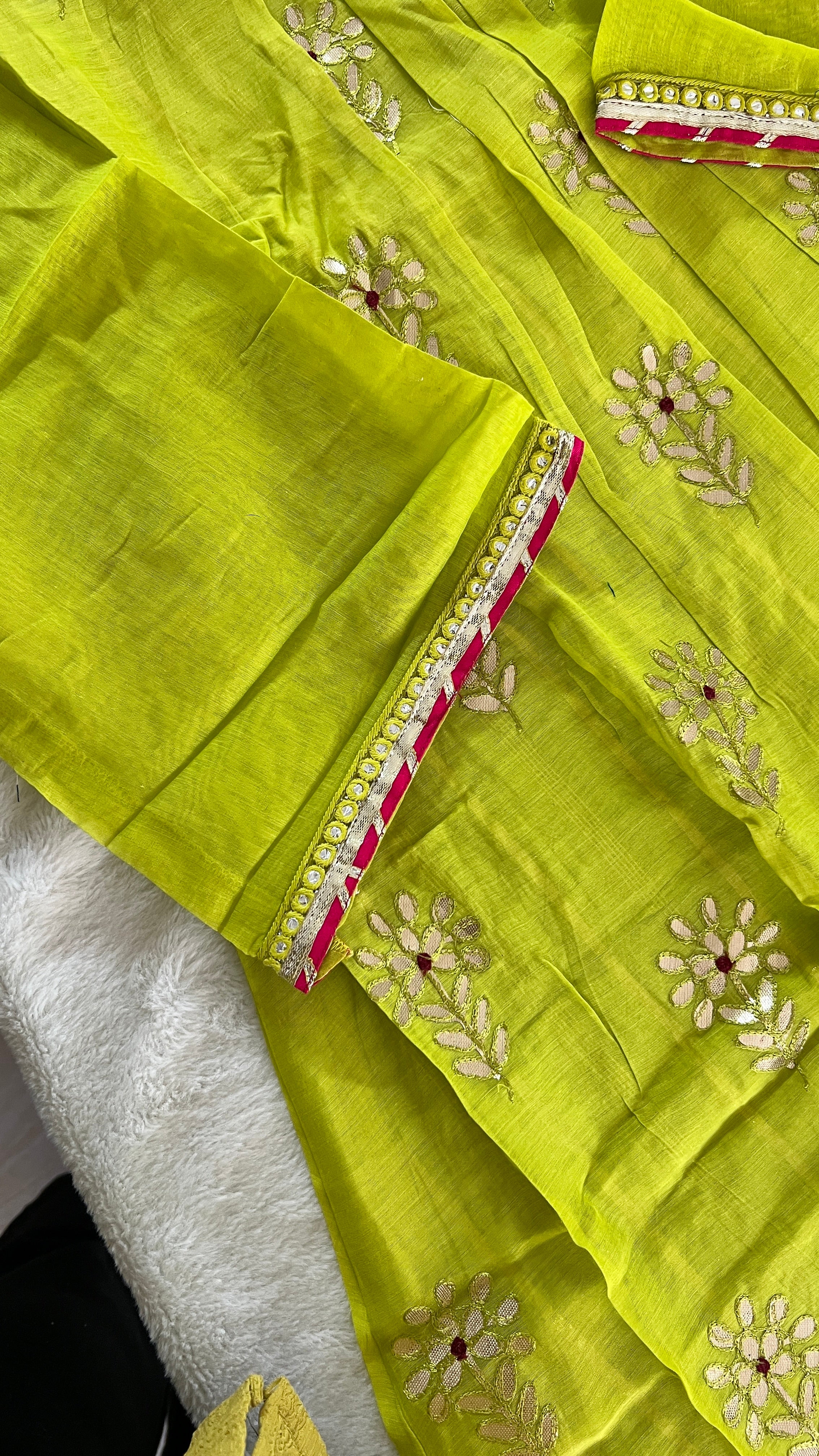 Aavya Mul Chanderi Embroidered A-line pant Set - The Jaipur Studio