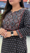 Black Ajrakh Cotton Casual Straight Kurta