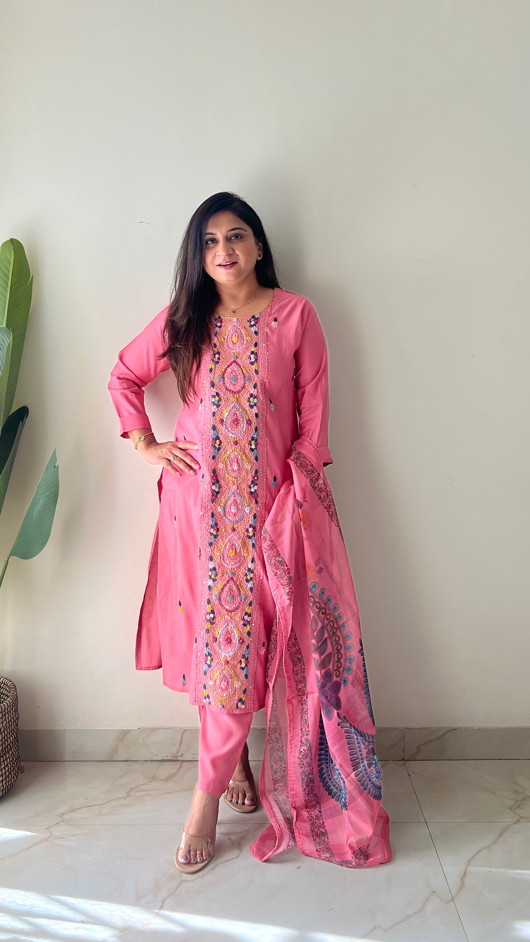 Rubina Modal Silk HandEmbroidered Dupatta Set