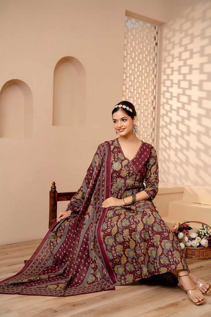 Angrakha Ajrakh Print Anarkali Pant Set