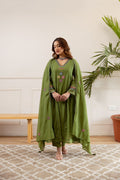 Zola Green Net Chanderi Embroidered Anarkali Set