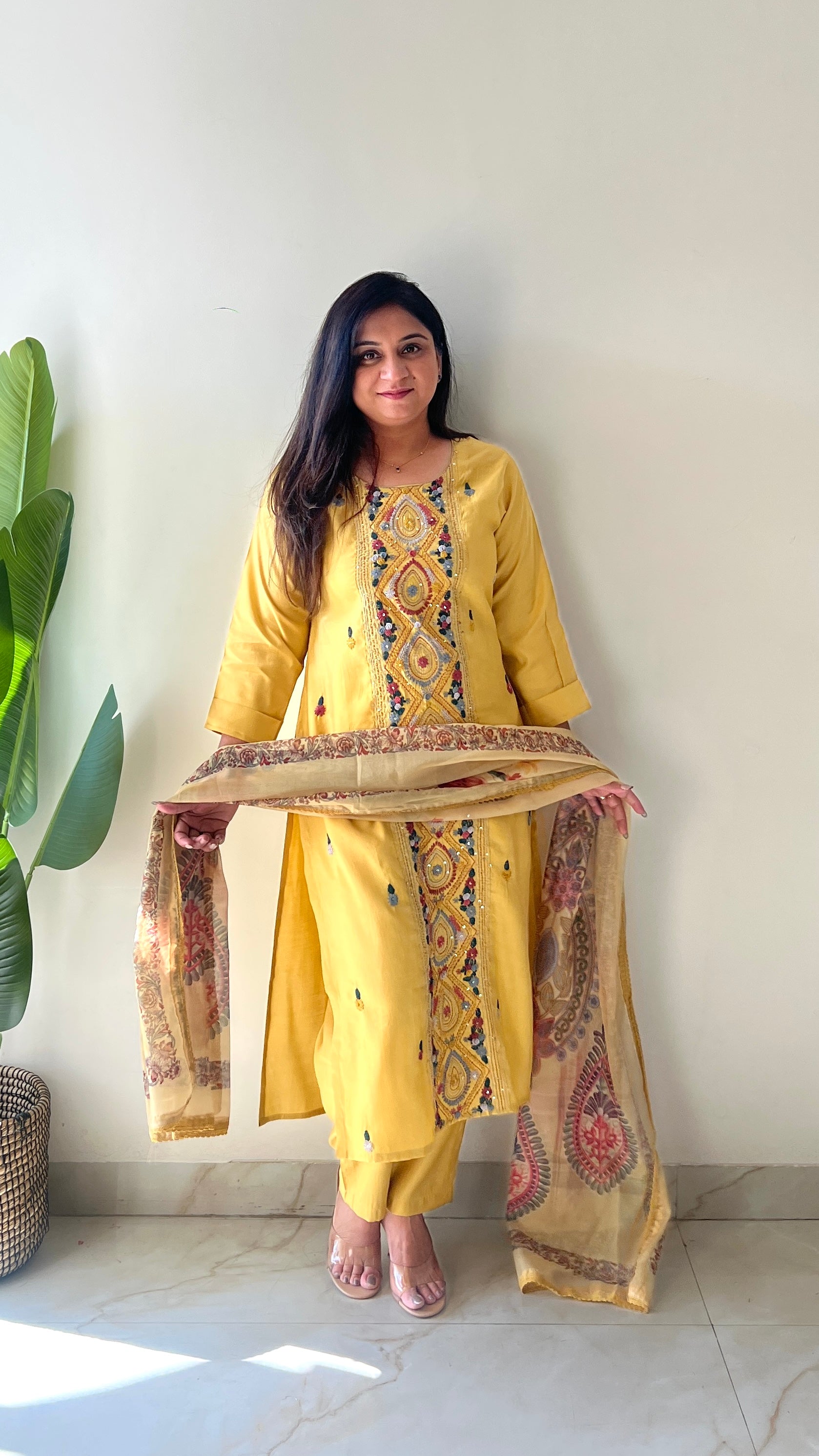 Rubina Modal Silk HandEmbroidered Dupatta Set