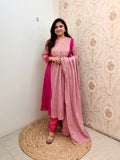 Veda Mul Chanderi Embroidered A-line Dupatta Set