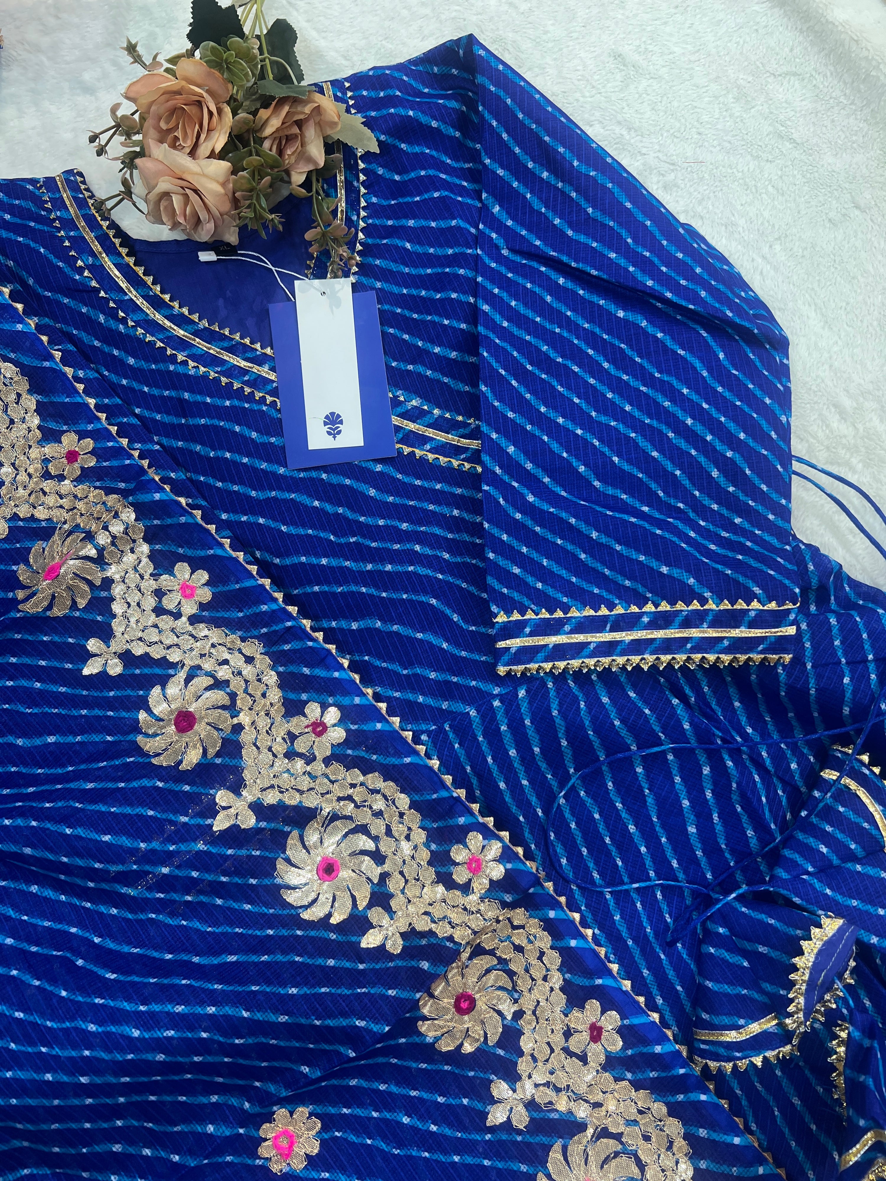 Mahira Kota Doria Leheriya Gotta Detailed Anarkali Set