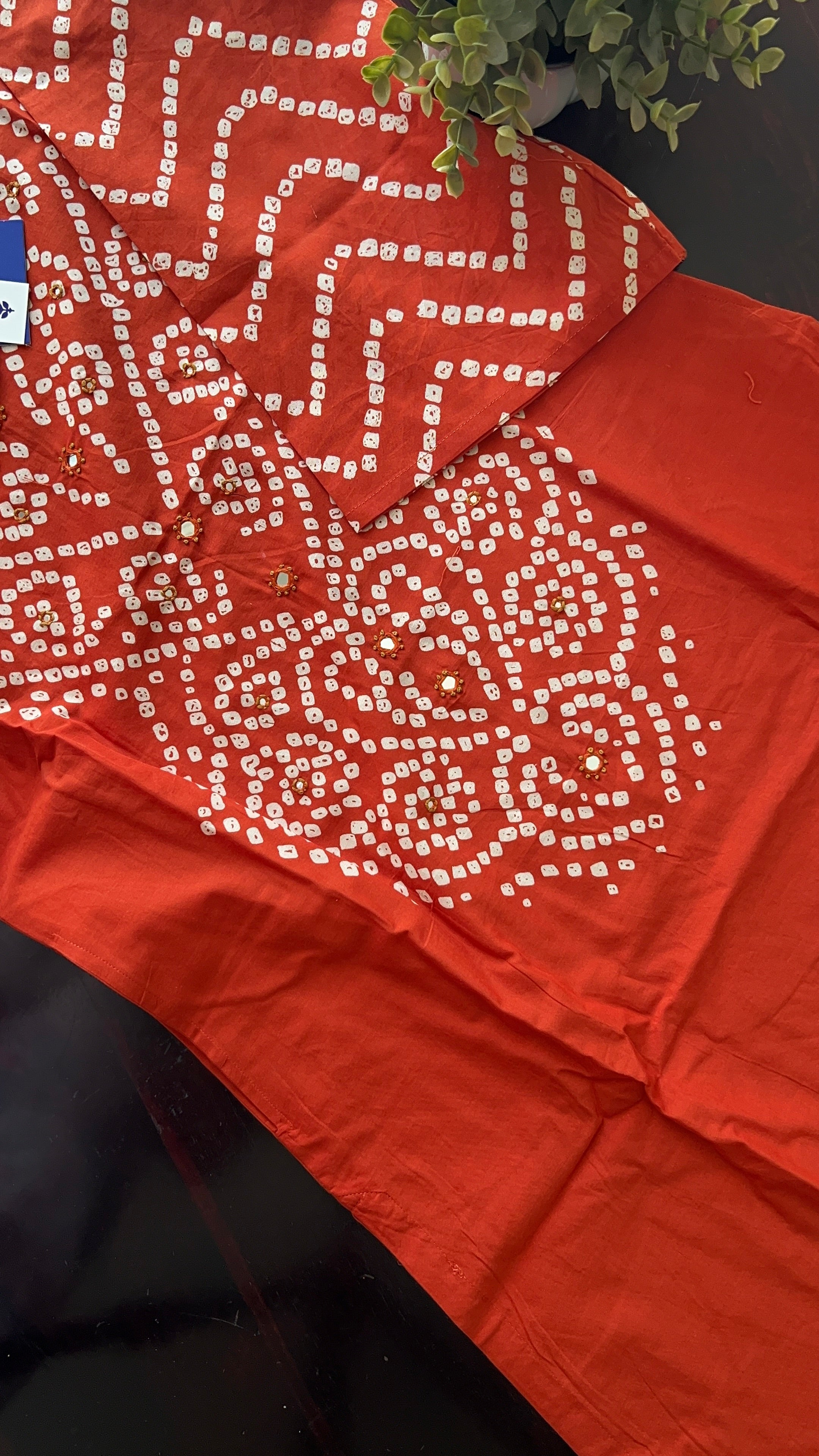 Sanchi Cotton Bandhani Straight Pant Set