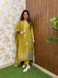 Nida Asymmetric Shimmer Tissue Embroidered Dupatta Set