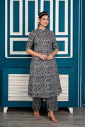 Grey Cotton Floral A-line Coord Set