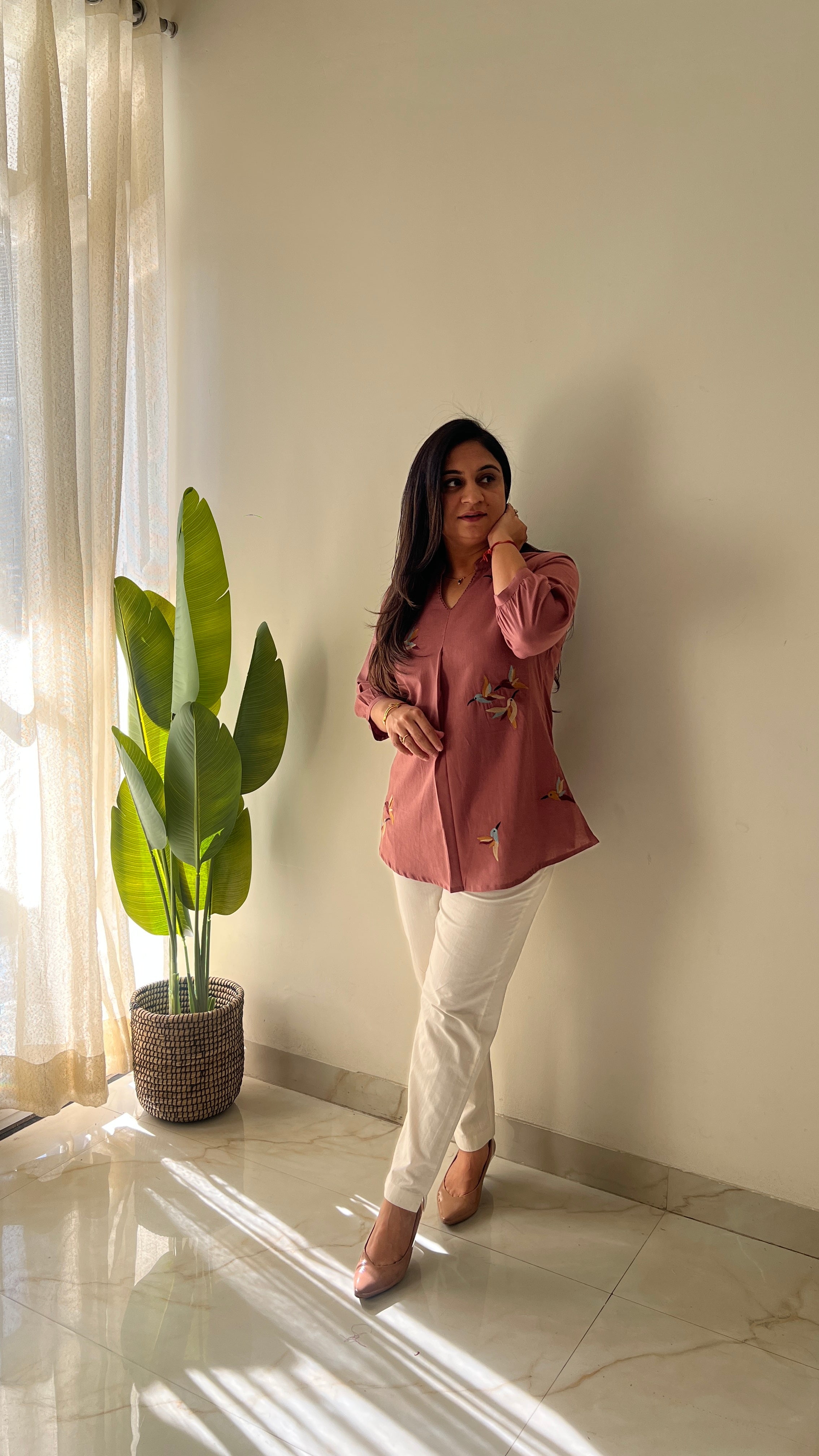 Kashi Cotton Embroidered Short Top