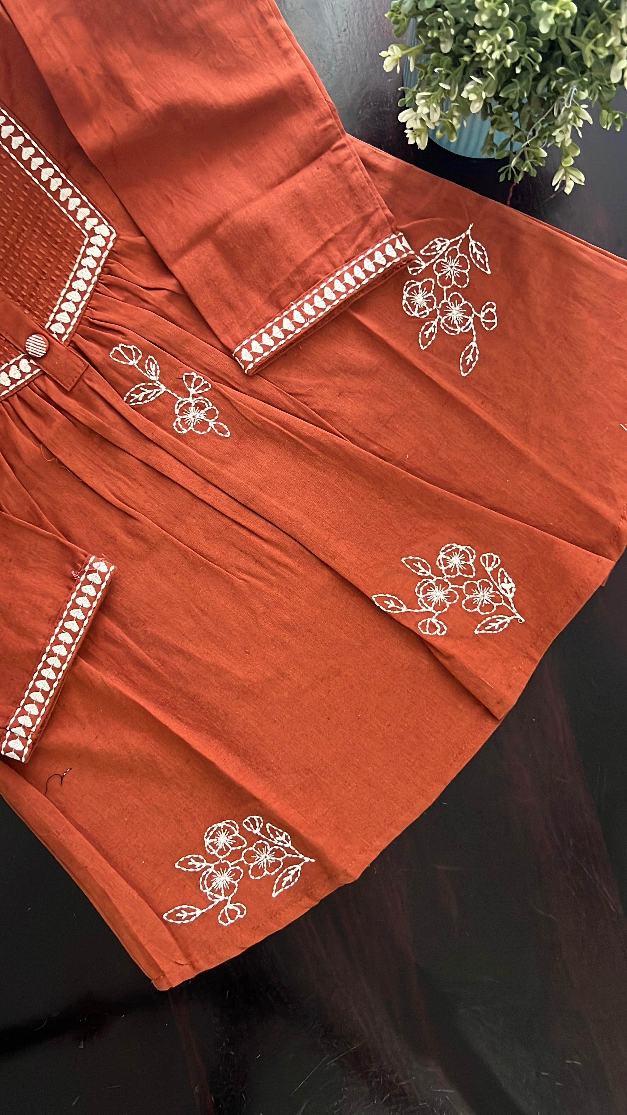 Tarini A-line cotton Embroidered Short Top