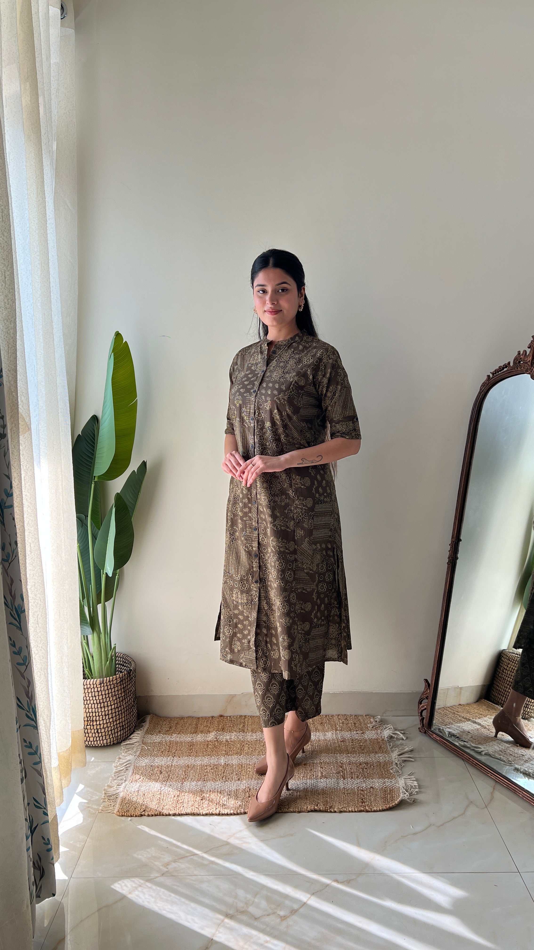 Leena Ajrakh A-line Cotton Coord Set