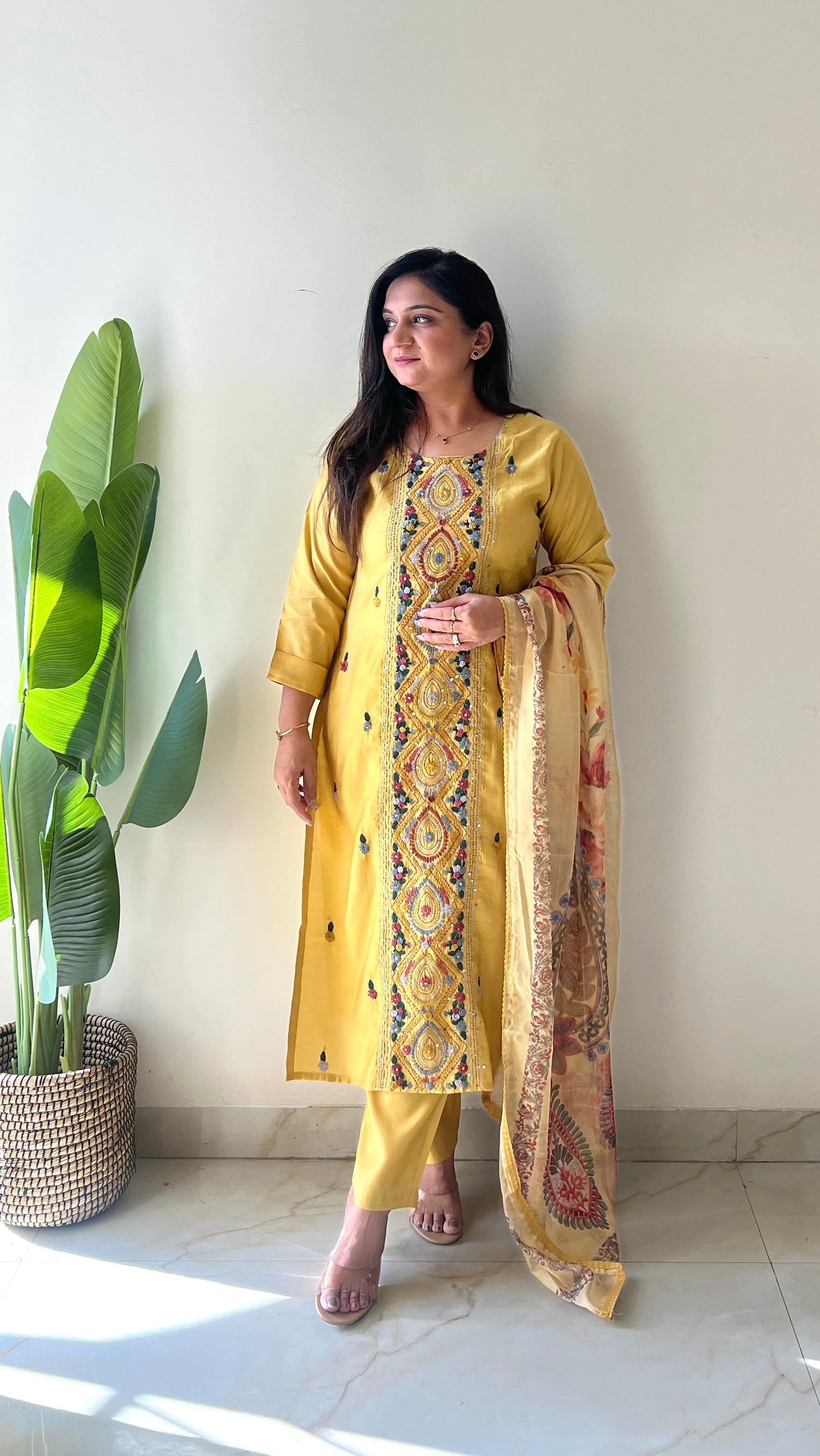 Rubina Modal Silk HandEmbroidered Dupatta Set