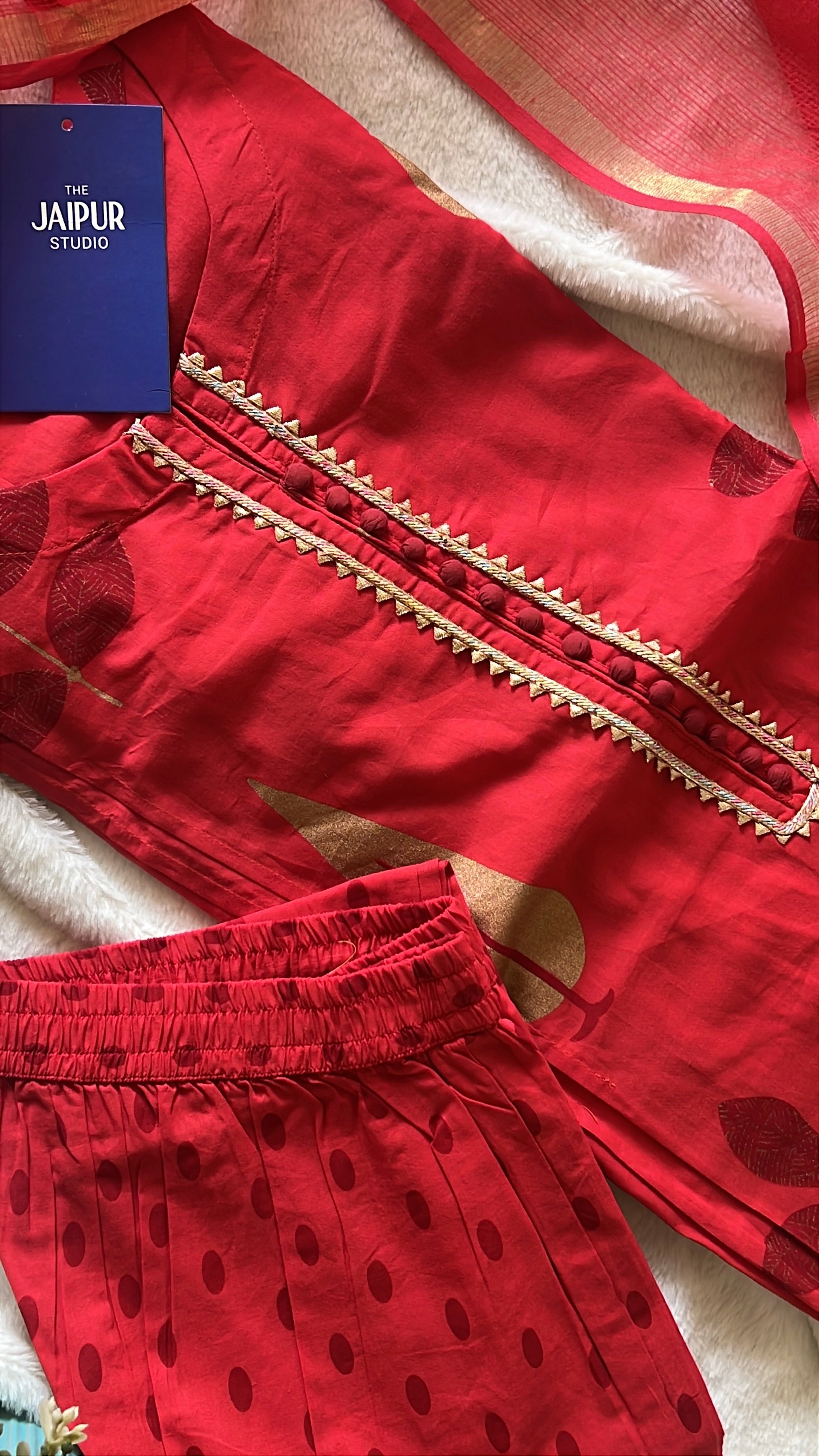 Erisha Cotton Handblock Embroidered Pant Set