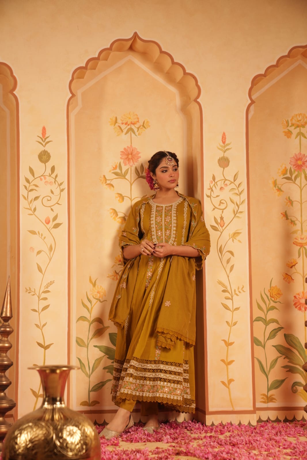 Siara Mul Cotton Embroidered Anarkali Set - The Jaipur Studio