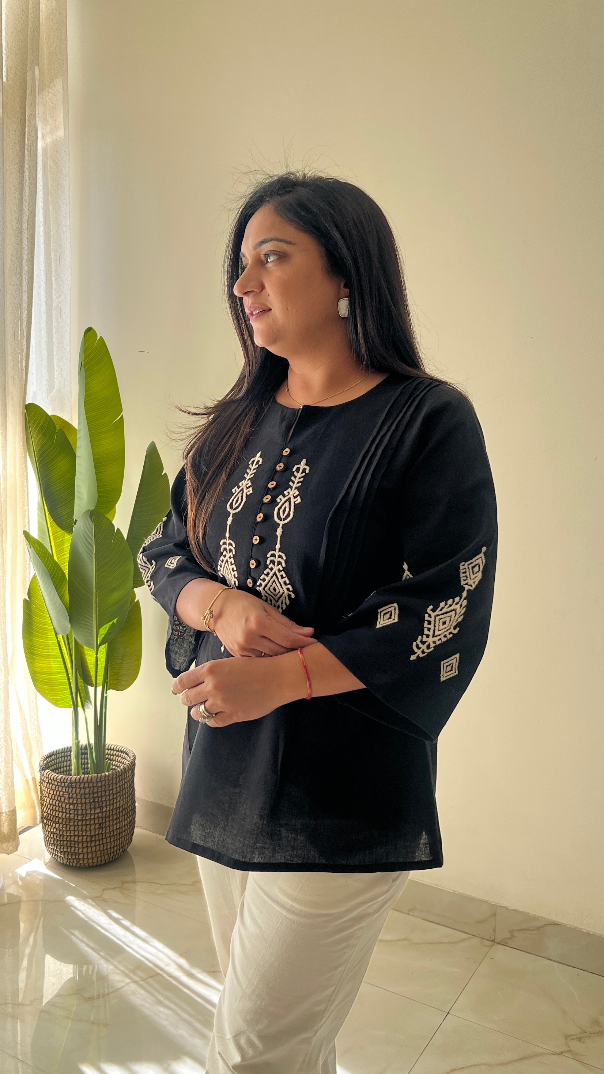 Hema Cotton Embroidered Short Top